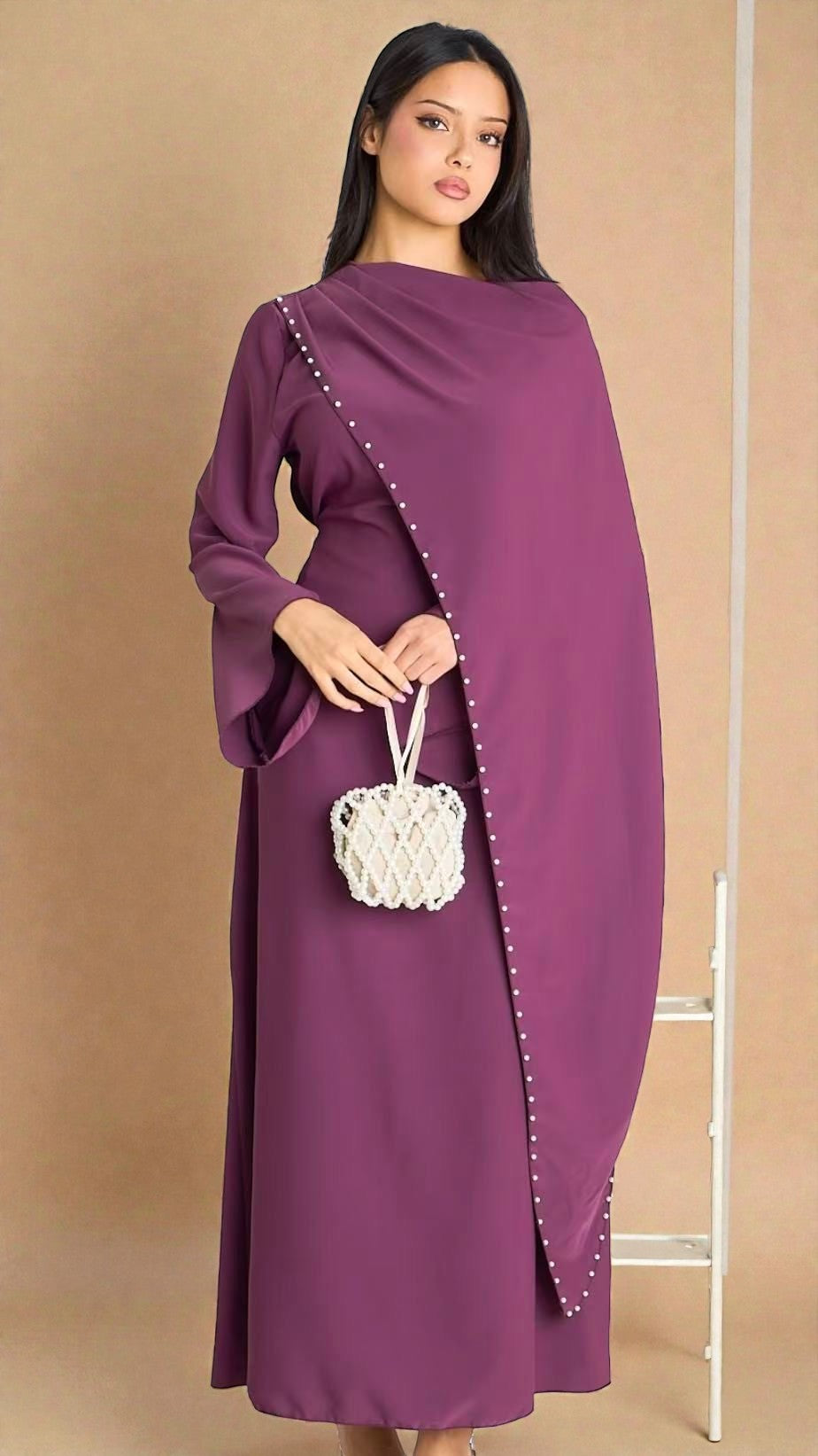 Pearl layered satin style maxi dress