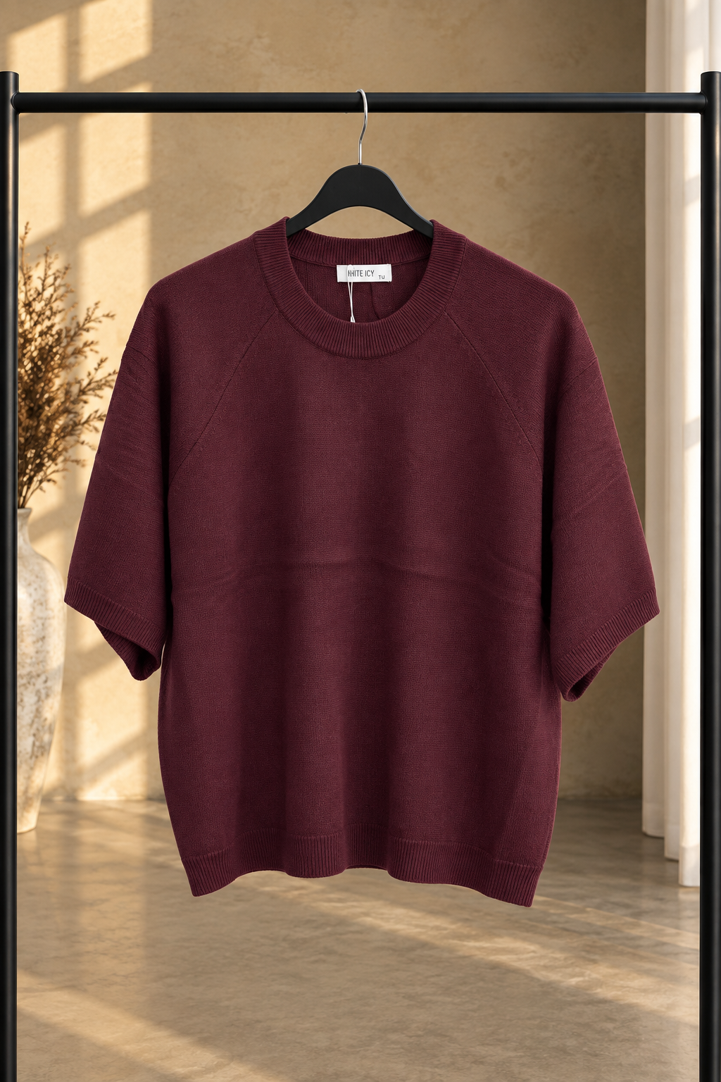 3/4 Sleeve Round Neck Casual Knitted Jumper