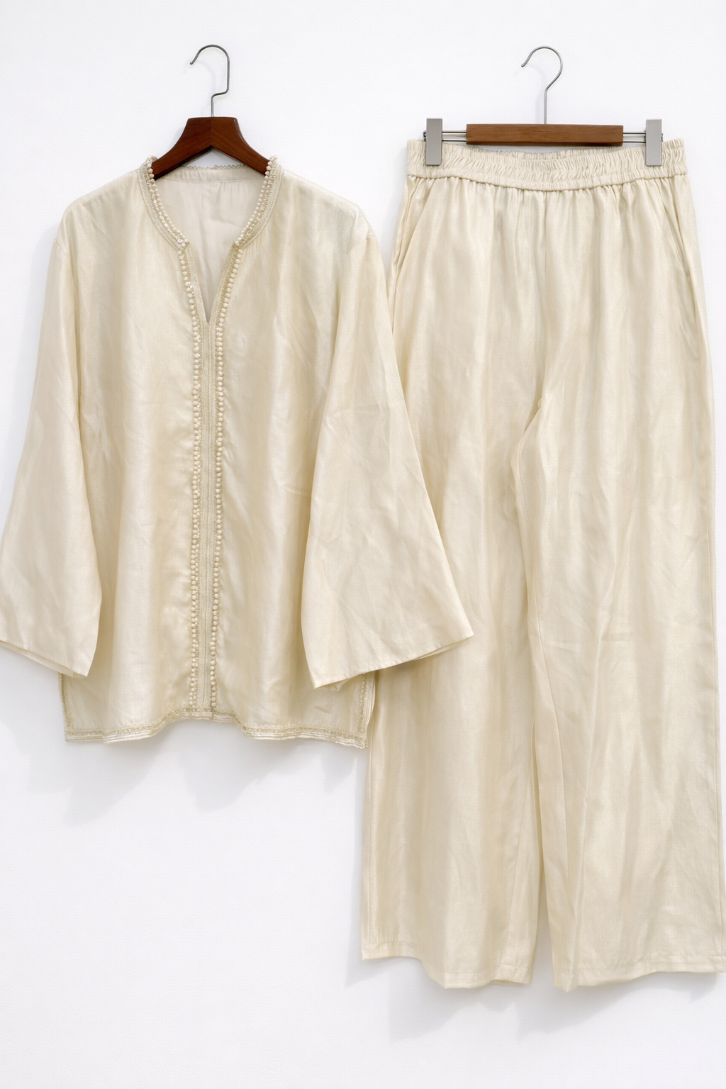 Organza Pearl Bead Trim Co-ord Set with pockets