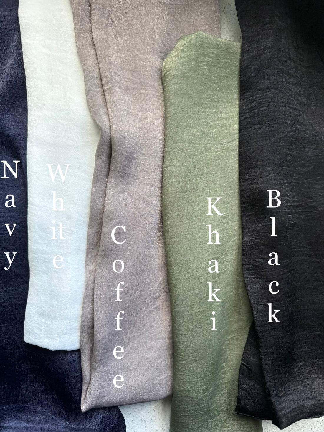 Satin Crinkle Hijabs Long Easy to Wear in neutral colours