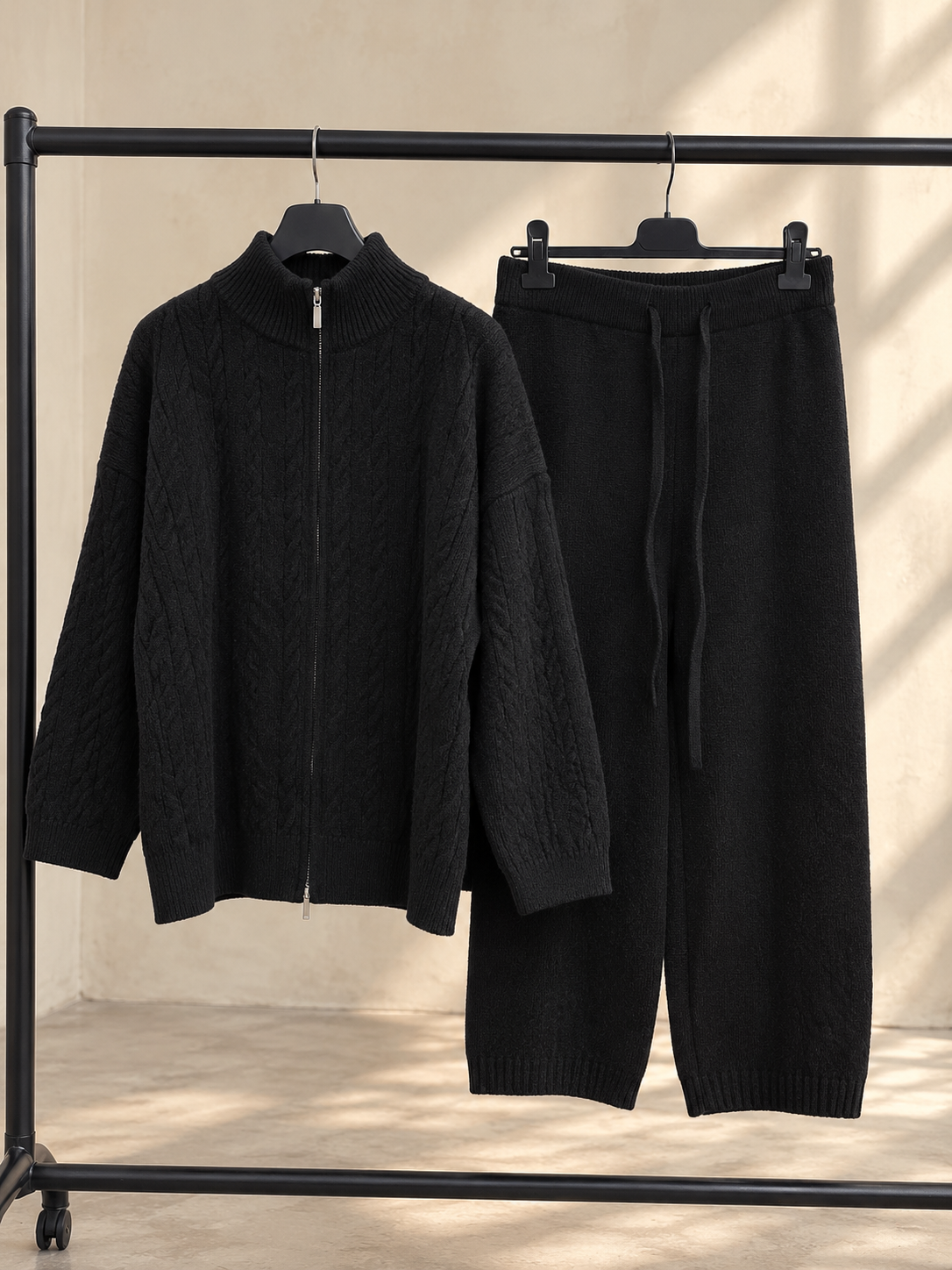 Cable Knit Zip Up trouser set