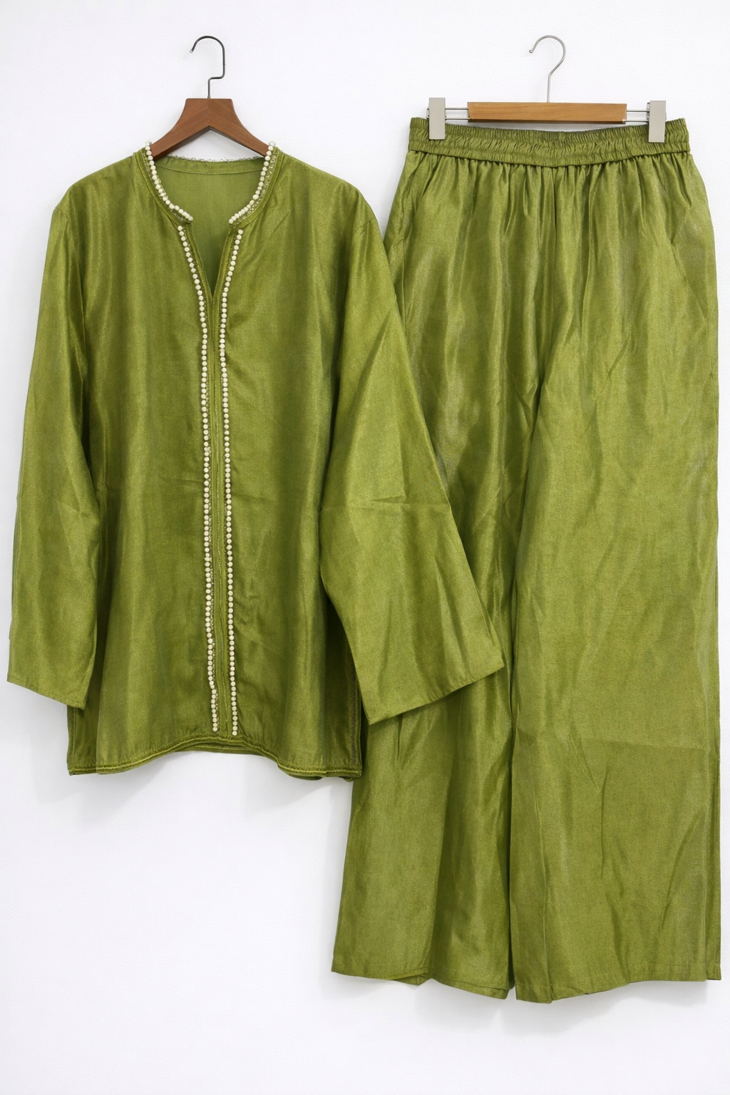 Organza Pearl Bead Trim Co-ord Set with pockets