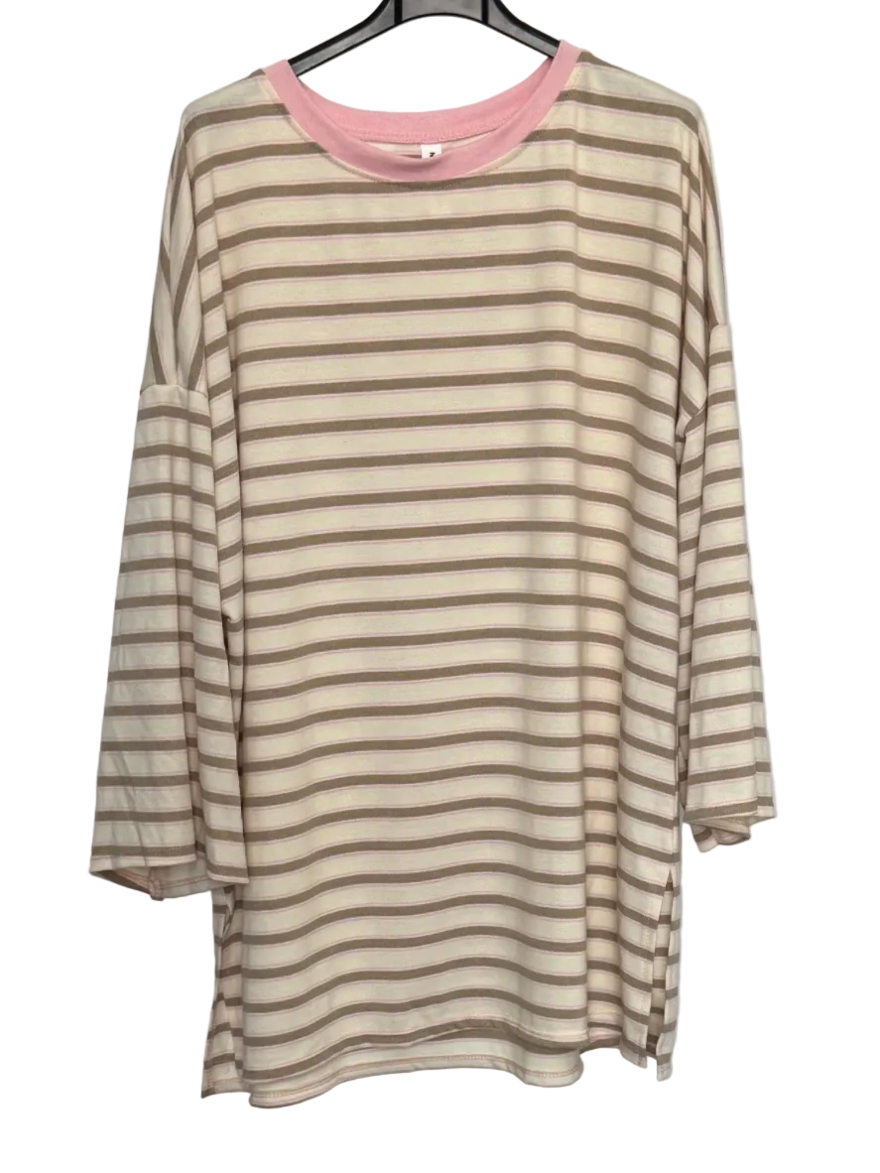 Striped oversized casual everyday cotton blend tshirt