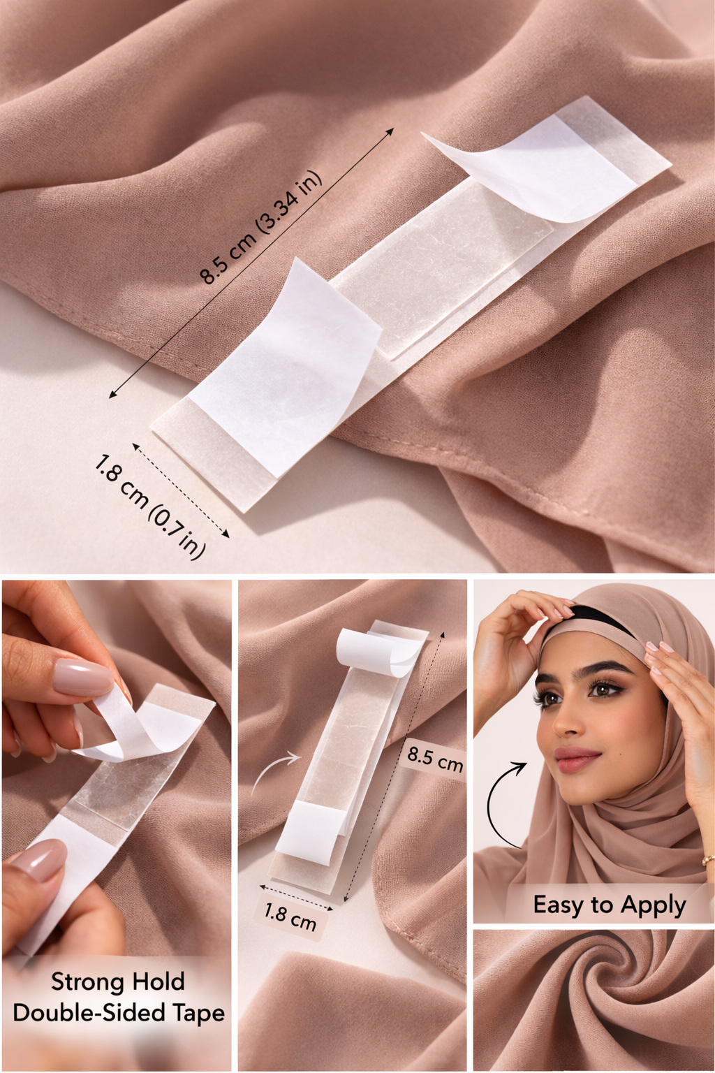 Invisible anti-slip hijab tape 36pc clear and double-sided