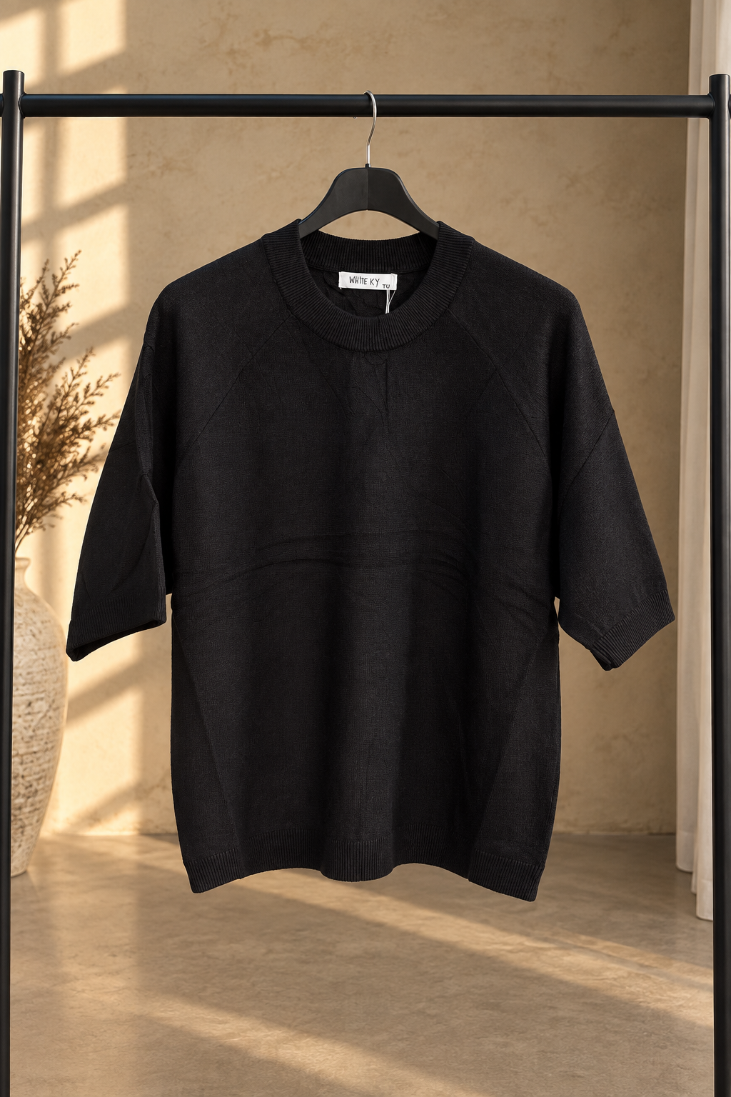 3/4 Sleeve Round Neck Casual Knitted Jumper