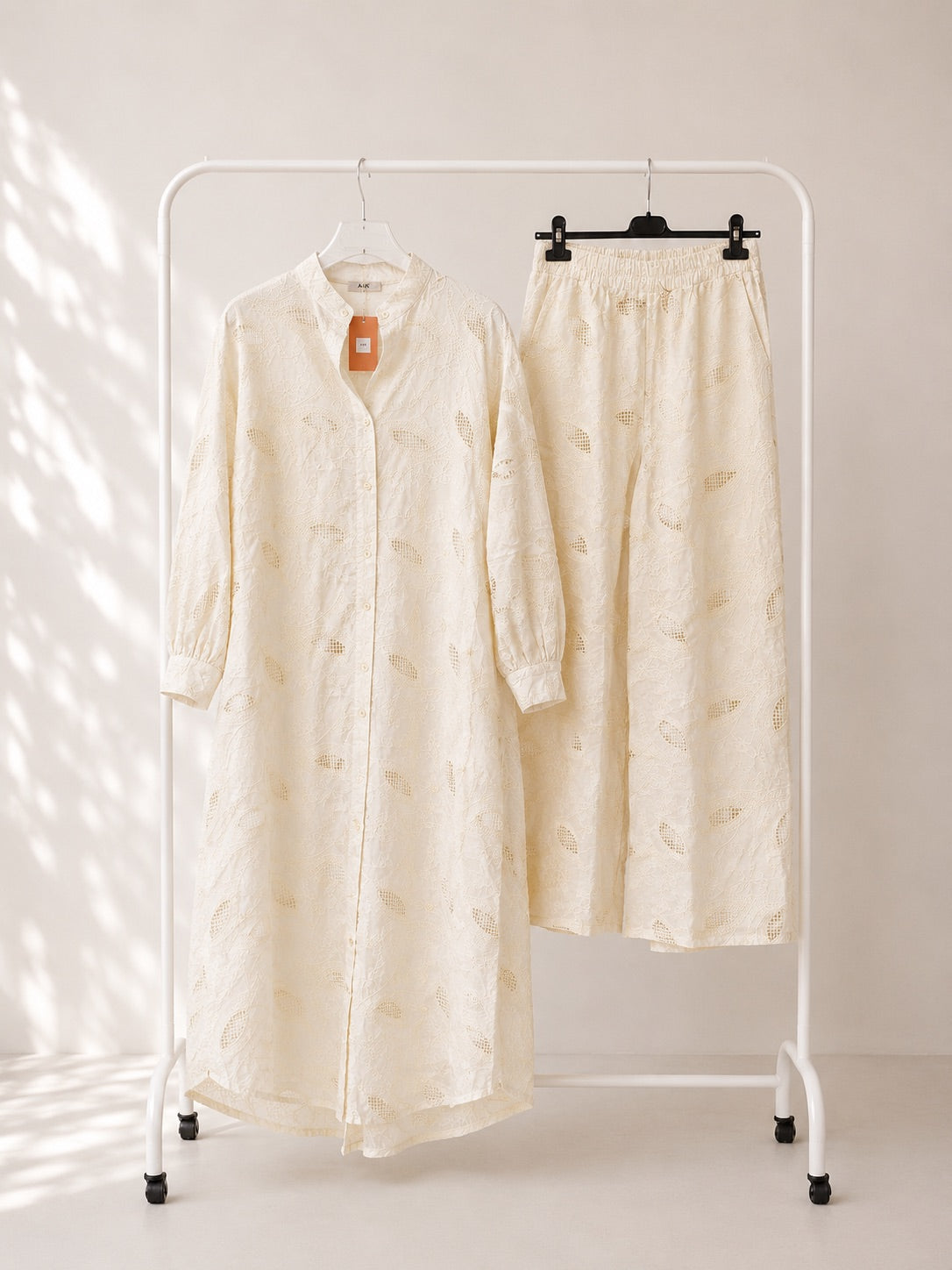 Long Embroidered Cotton Co-Ord Set