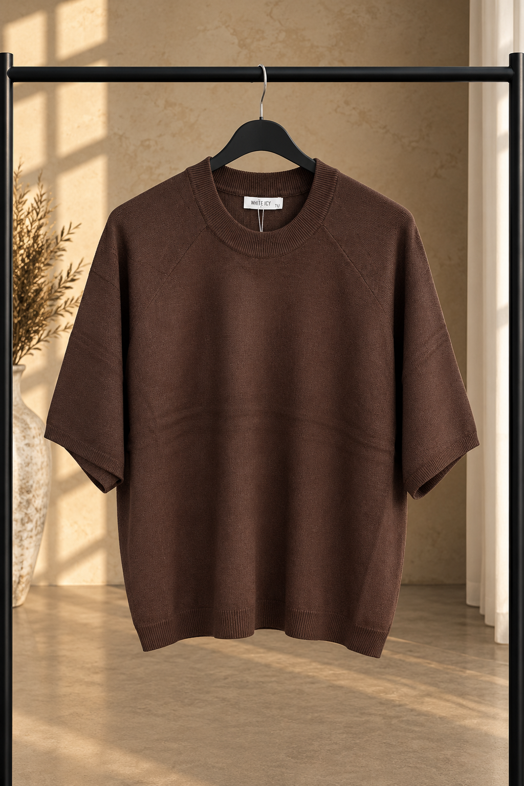 3/4 Sleeve Round Neck Casual Knitted Jumper