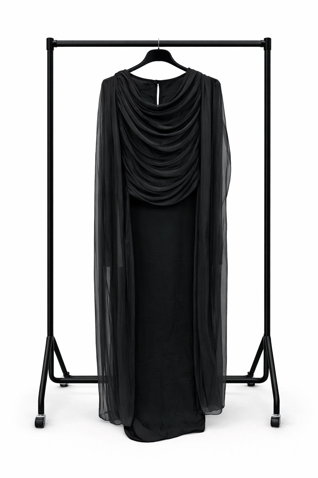 Elegant Draped Chiffon Cape Abaya