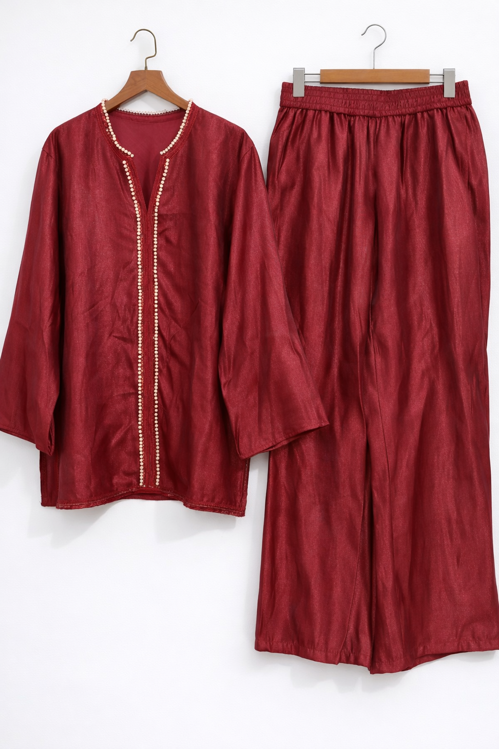 Organza Pearl Bead Trim Co-ord Set with pockets