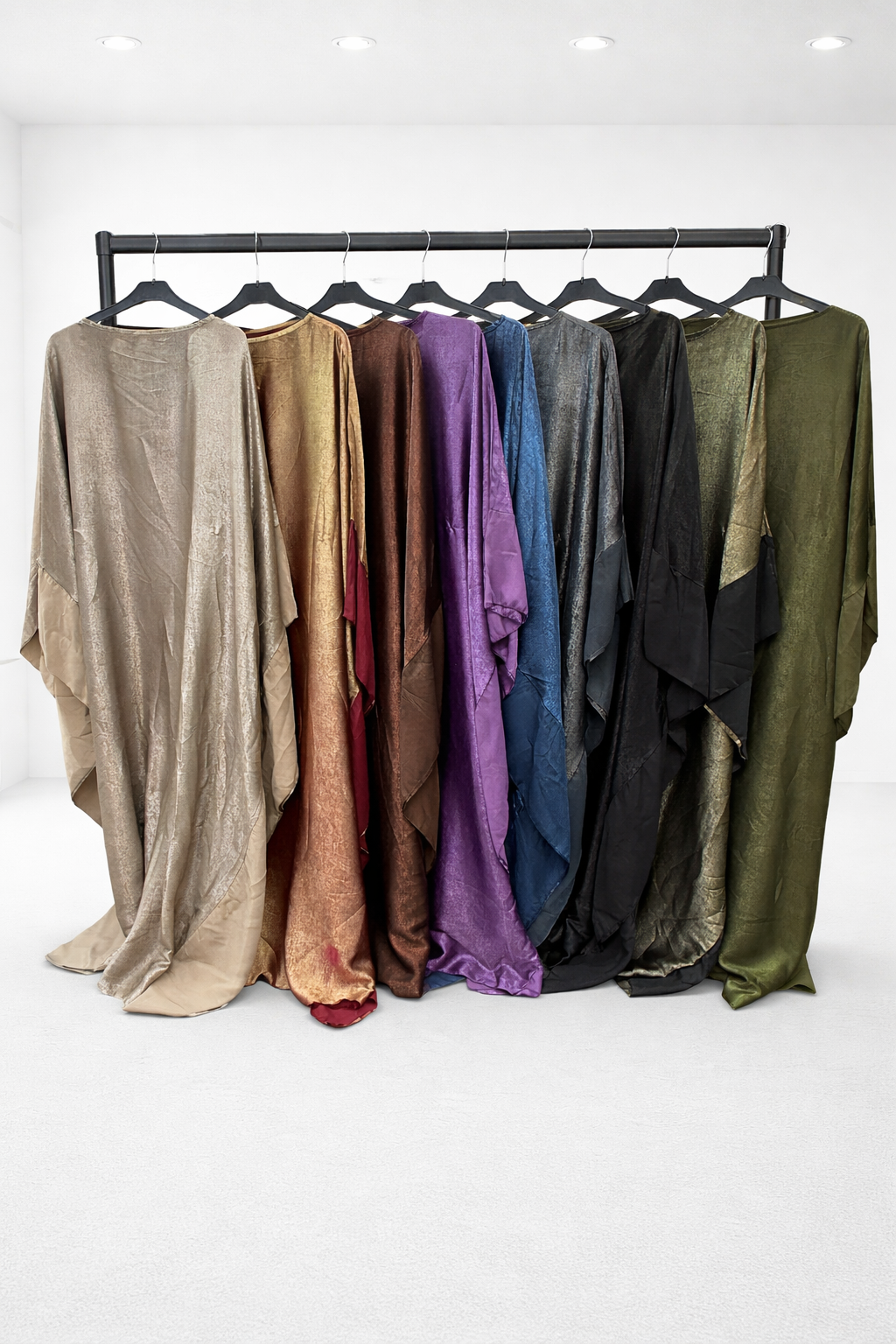 Two tone shimmer metallic tie waist abaya  kaftan