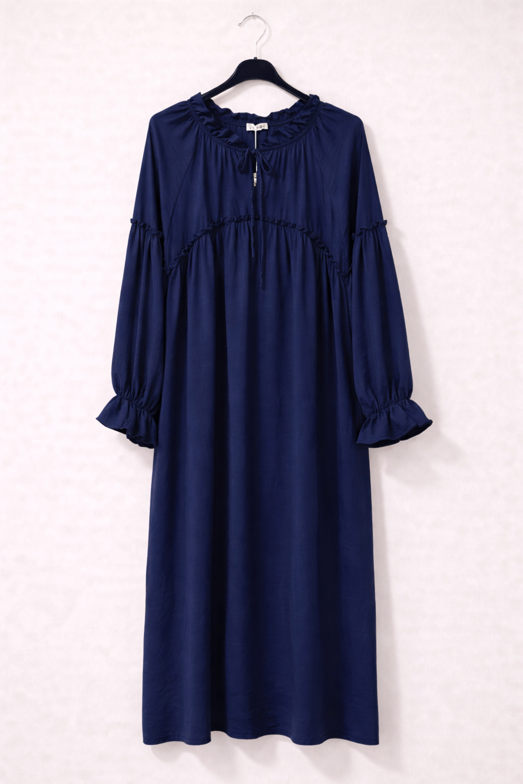Simple ruffle detail long casual dress