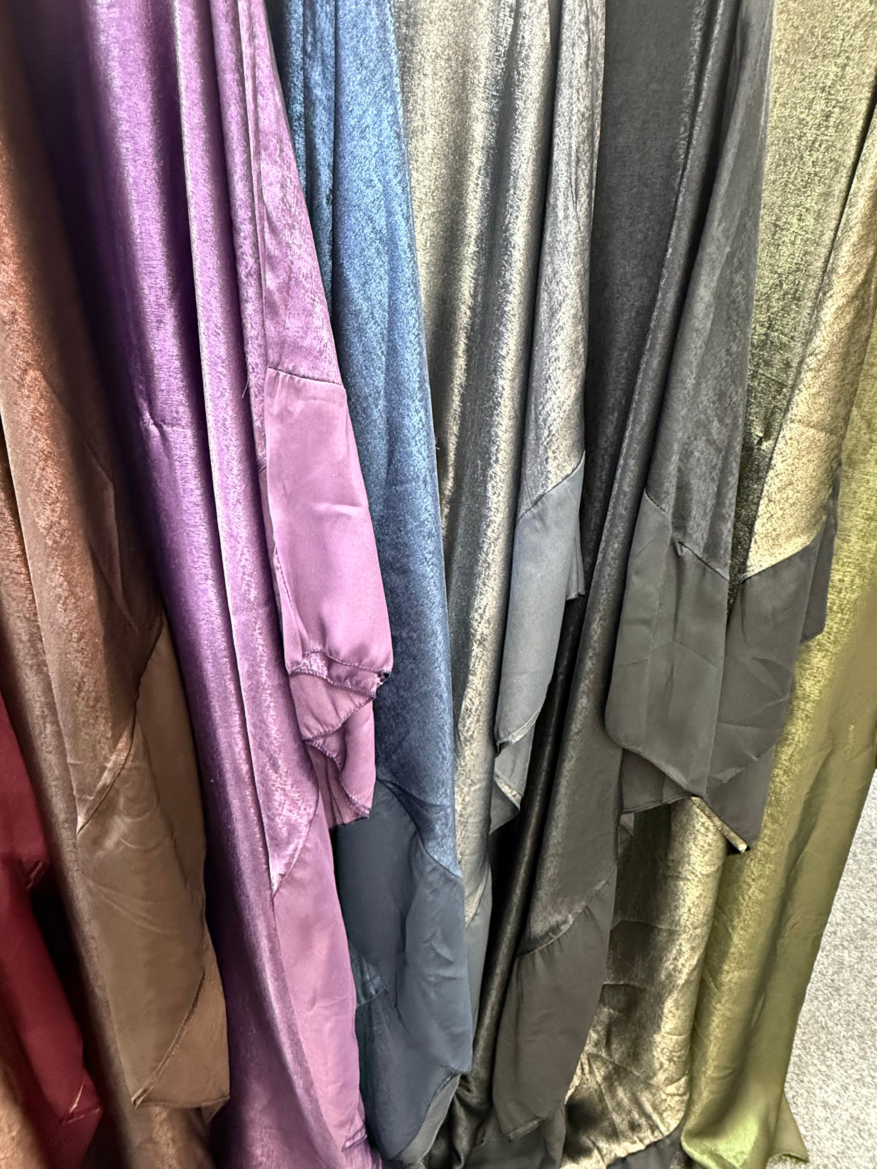 Two tone shimmer metallic tie waist abaya  kaftan
