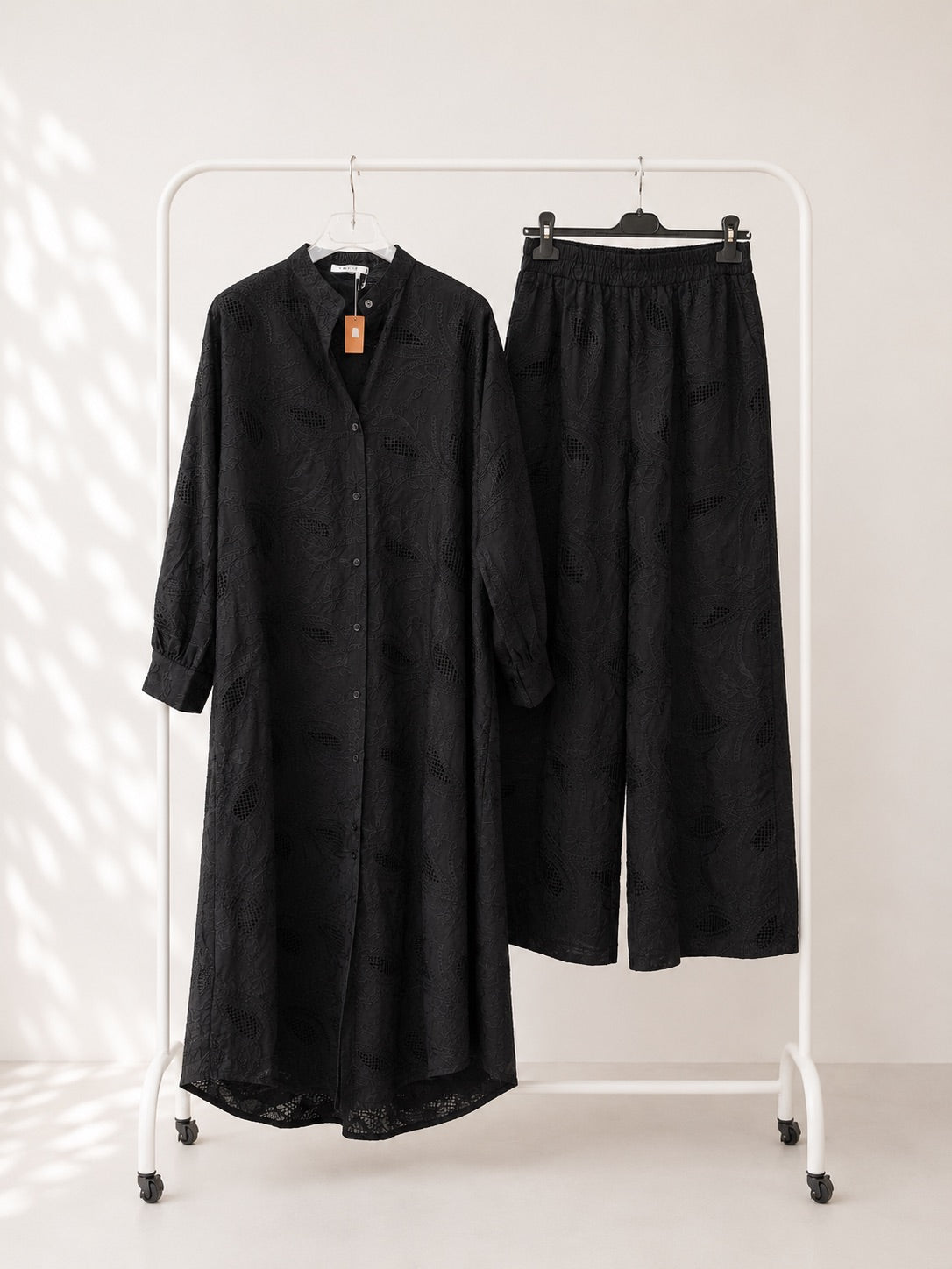 Long Embroidered Cotton Co-Ord Set
