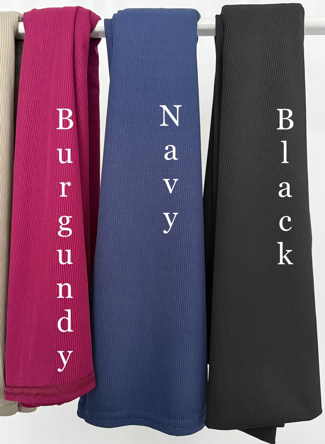 Bamboo ribbed jersey hijabs triple stitched stretchy