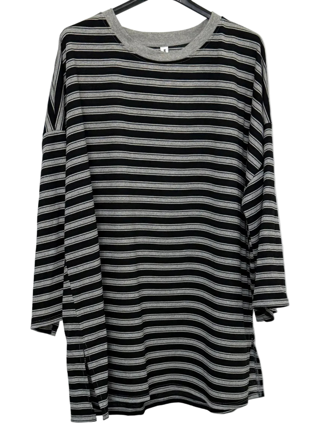 Striped oversized casual everyday cotton blend tshirt