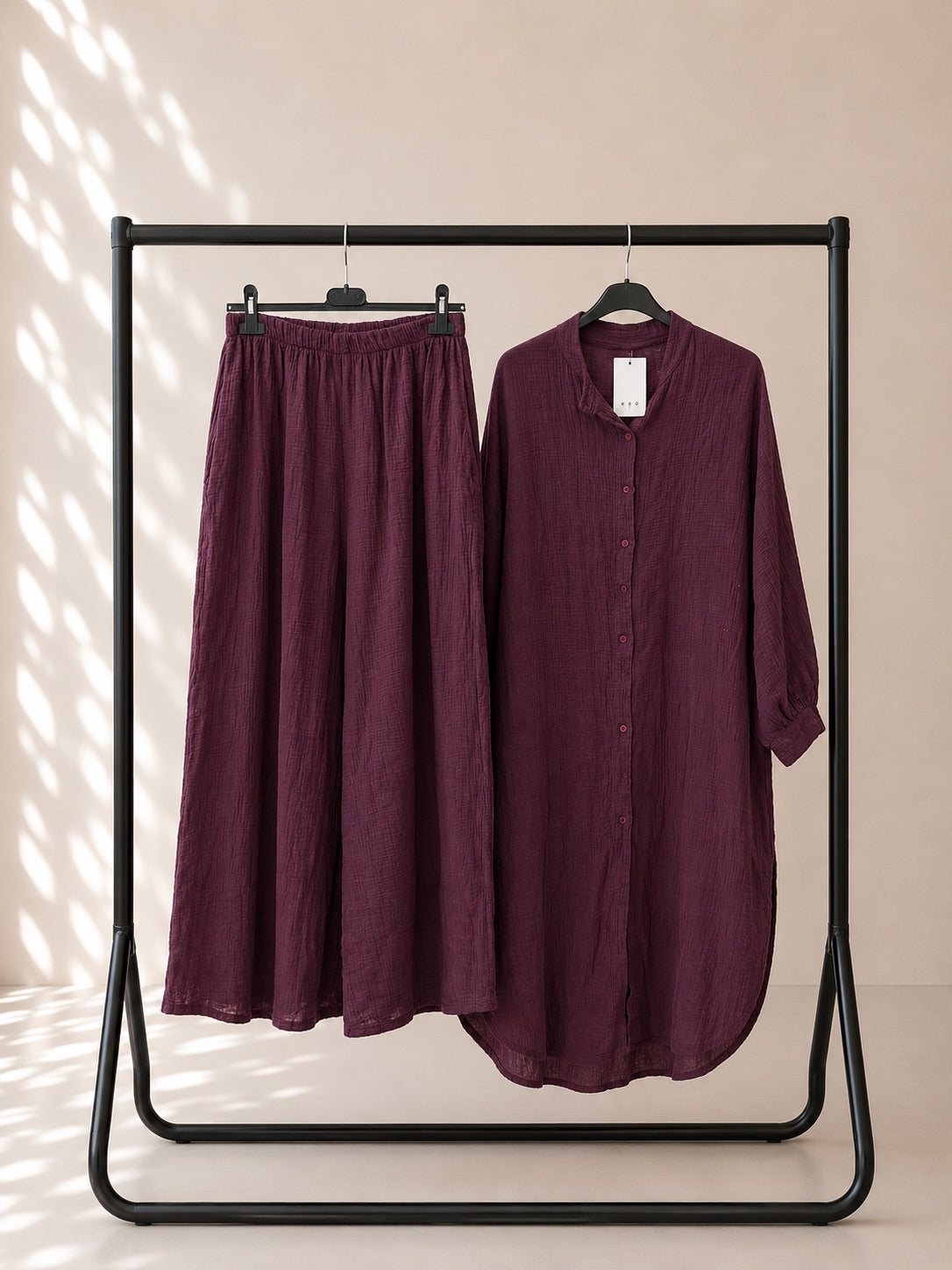Longline cotton cheesecloth coord set
