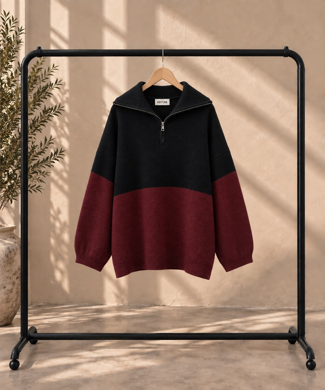 Colour Block Half Zip Knit