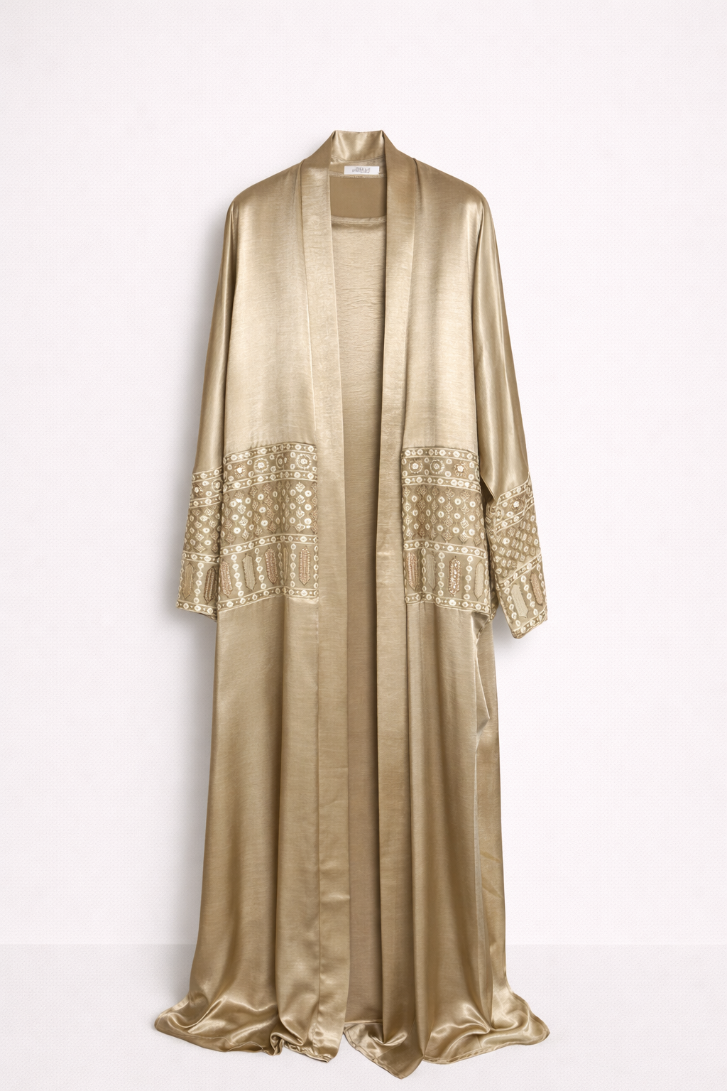 Ethnic Embellished Sleeve Satin Abaya Set