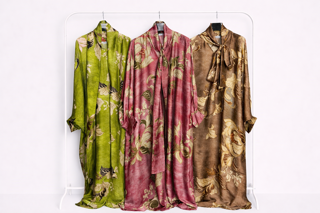 Printed Tie-Neck Embellished Kaftan