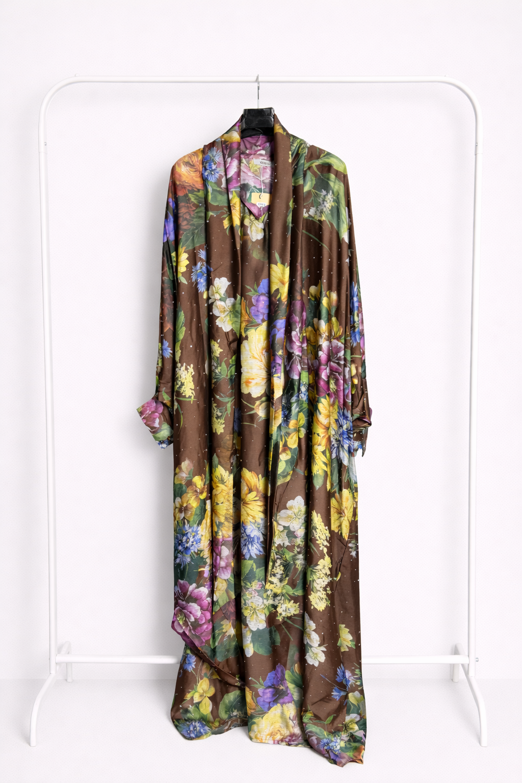 Printed Tie-Neck Embellished Kaftan