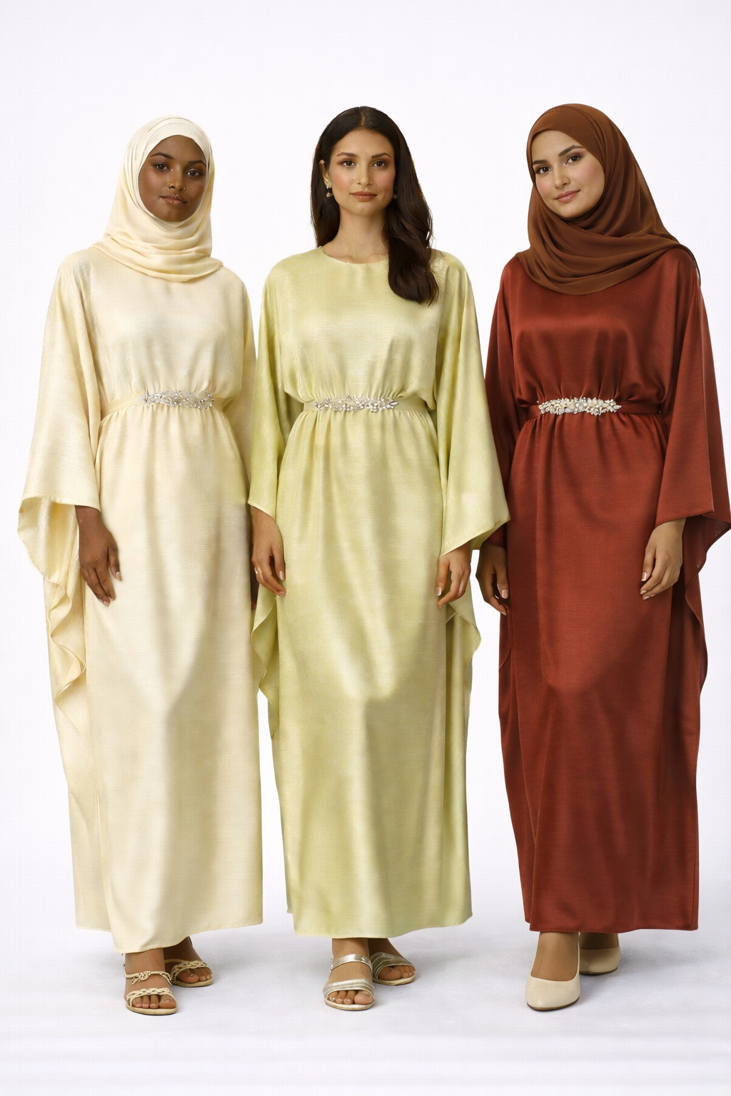 Kaftan Style belt embellished abaya with inner tie