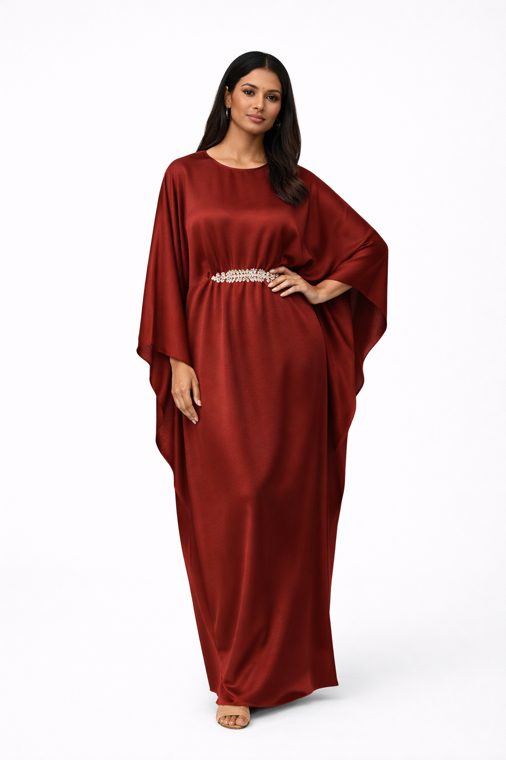 Kaftan Style belt embellished abaya with inner tie