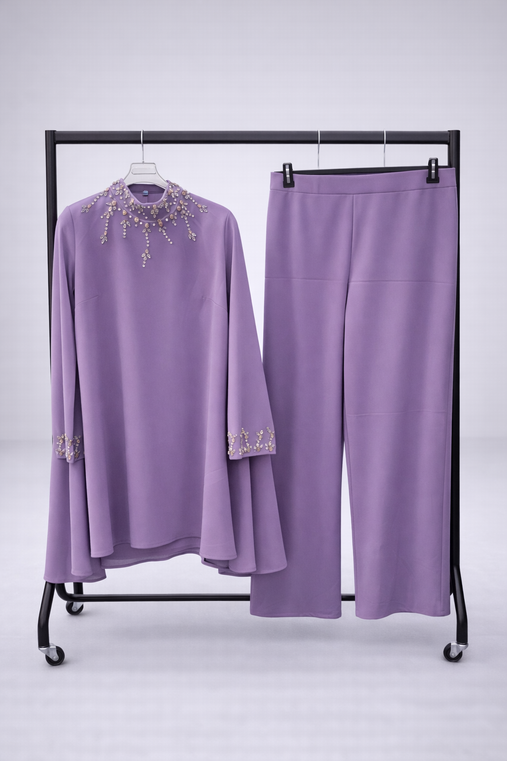 Luxury Beaded Crystal detail occasion wear sets with cape sleeves