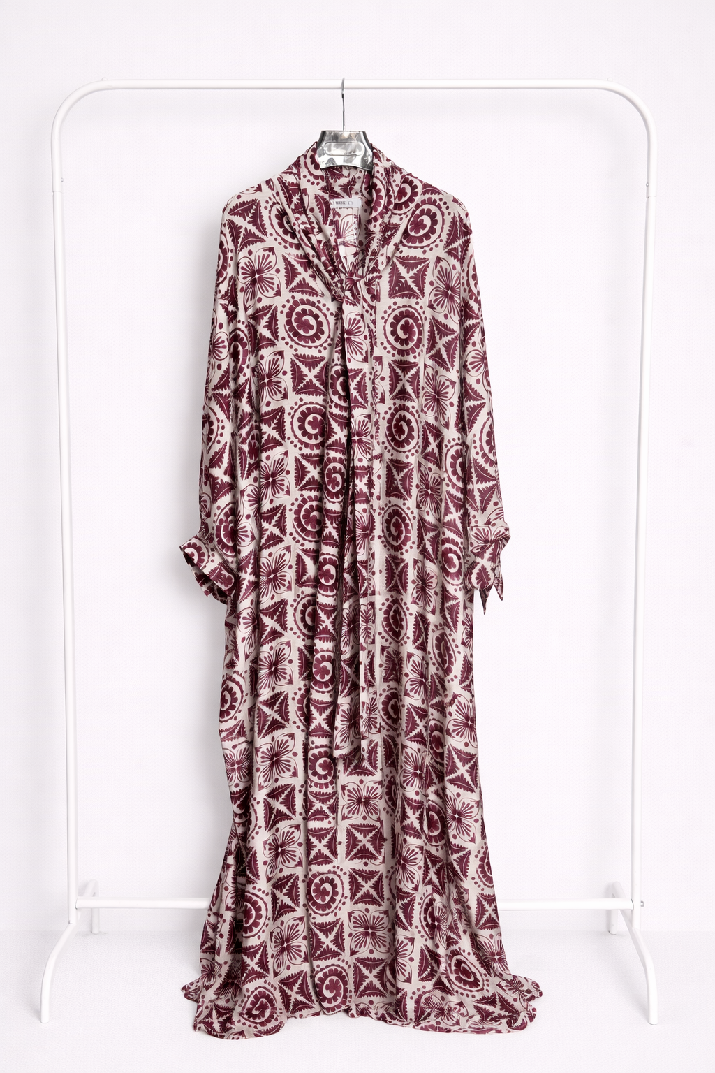 Printed Tie-Neck Embellished Kaftan