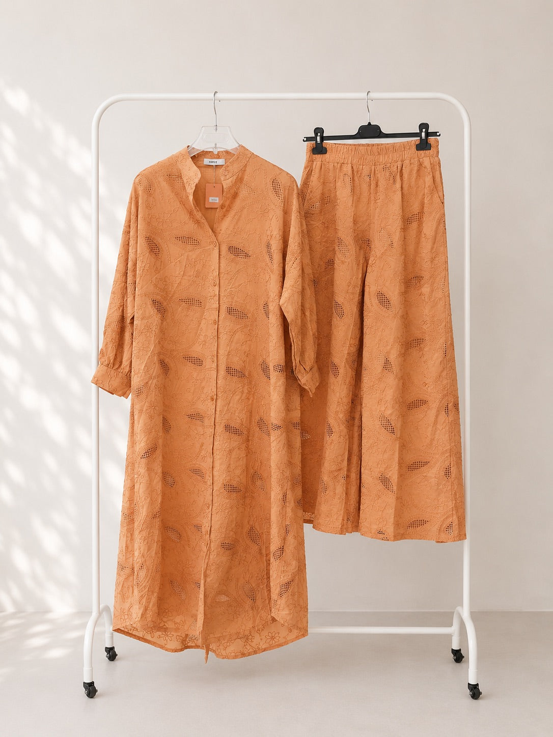 Long Embroidered Cotton Co-Ord Set