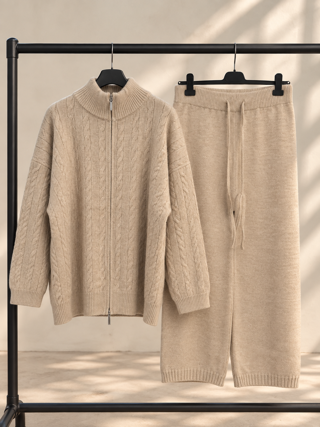 Cable Knit Zip Up trouser set