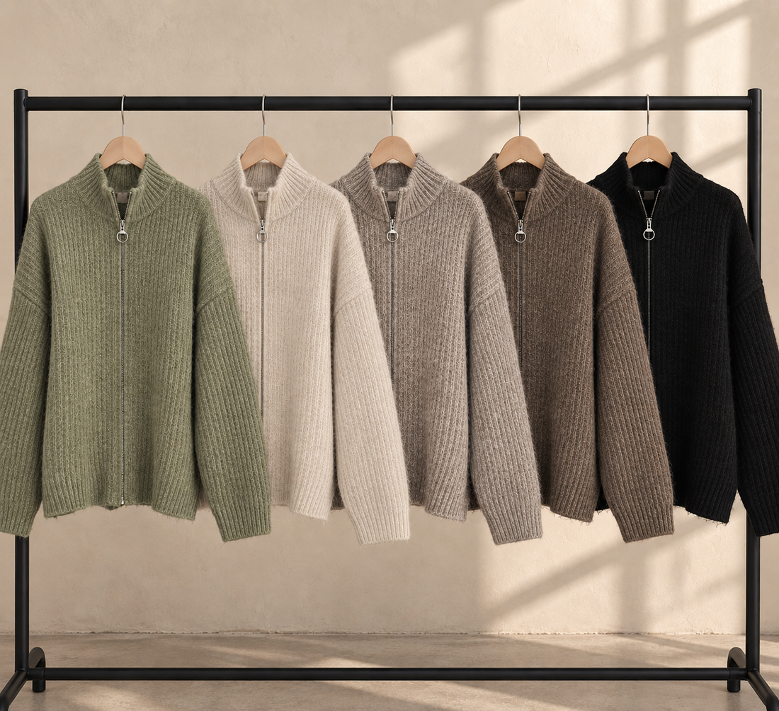 Ribbed Zip Knit Cardigan