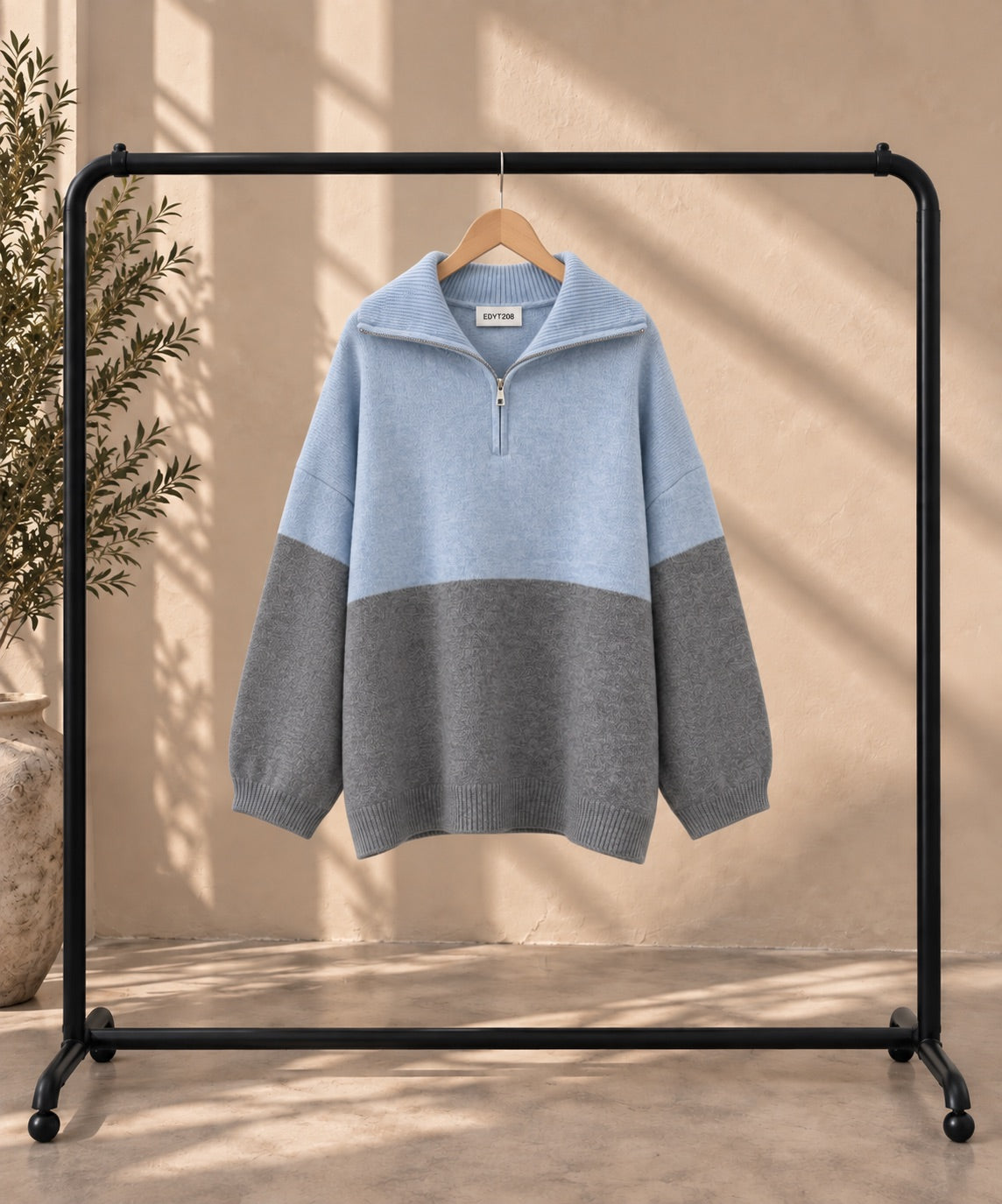 Colour Block Half Zip Knit
