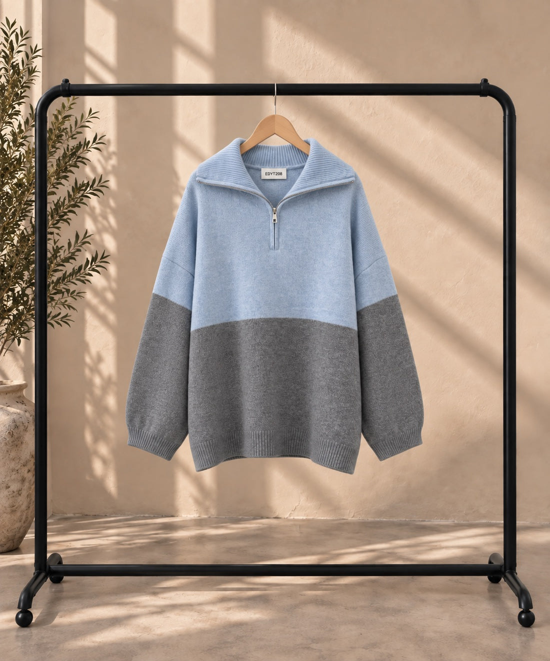 Colour Block Half Zip Knit