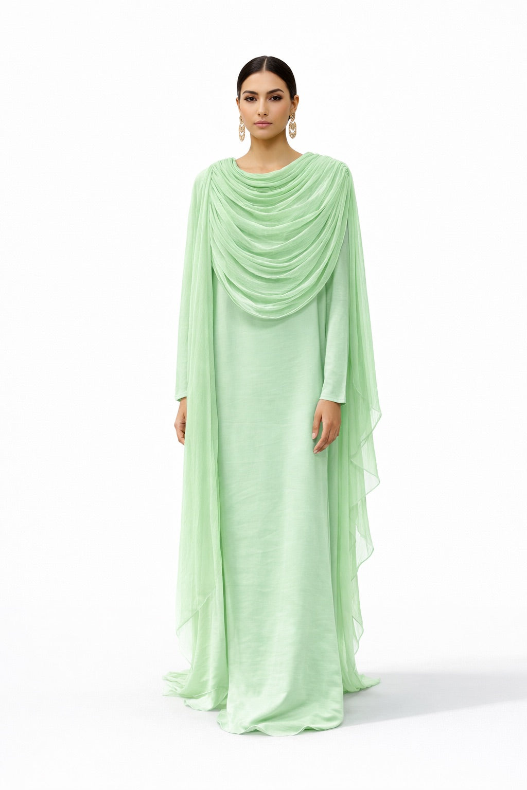 Elegant Draped Chiffon Cape Abaya