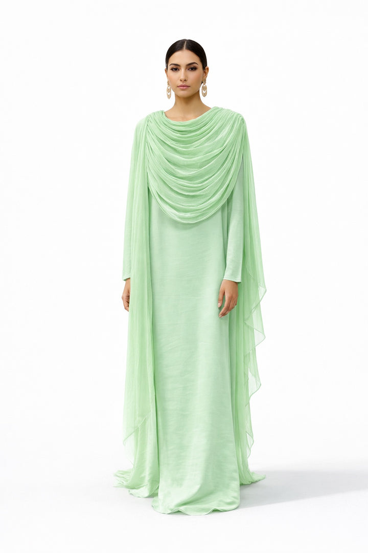 Elegant Draped Chiffon Cape Abaya
