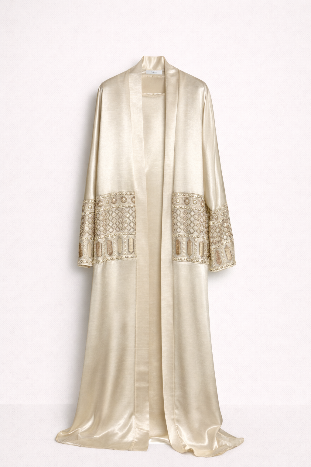 Ethnic Embellished Sleeve Satin Abaya Set