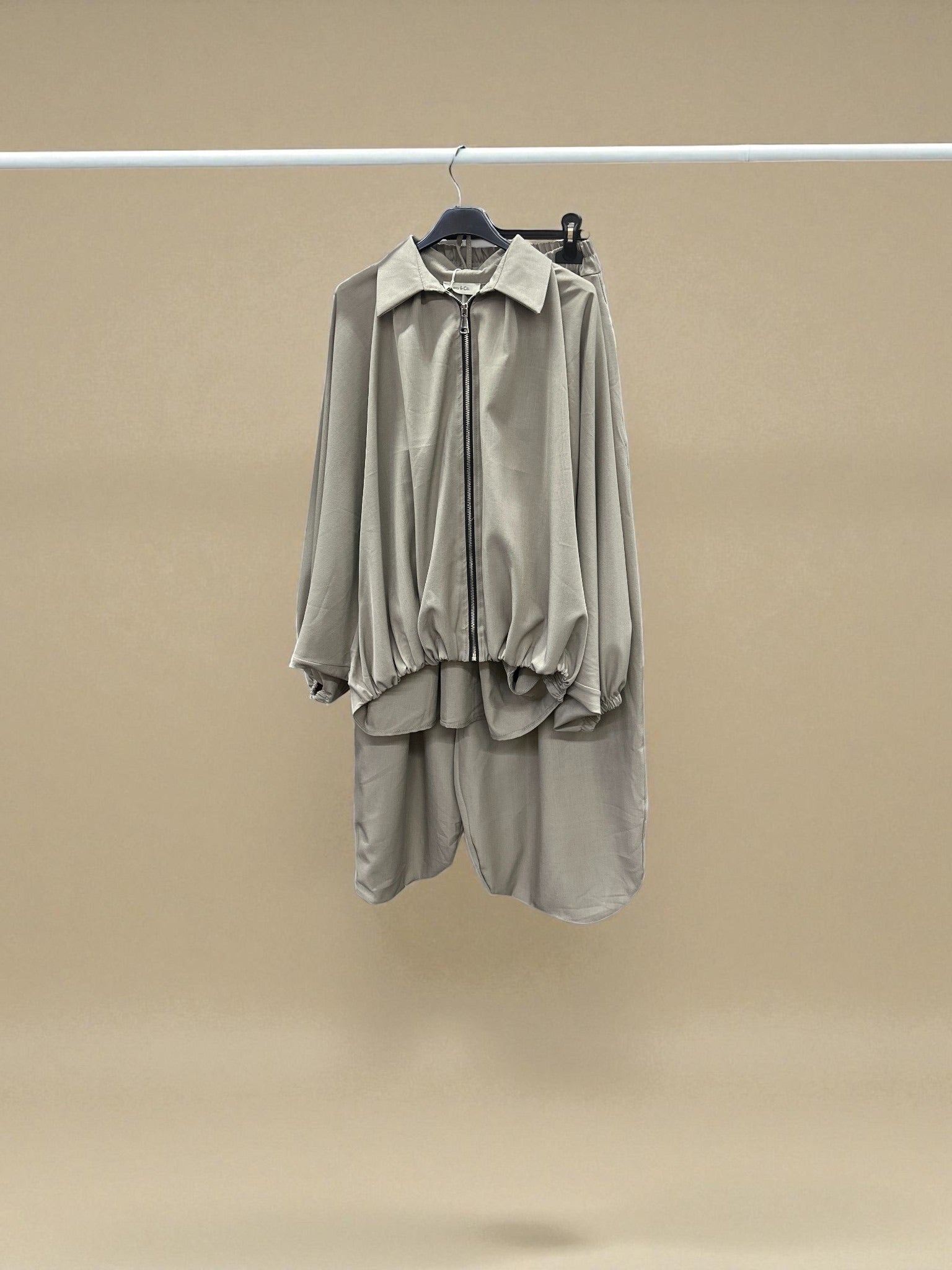 Zip Up Collar Detail Co-Ord Set