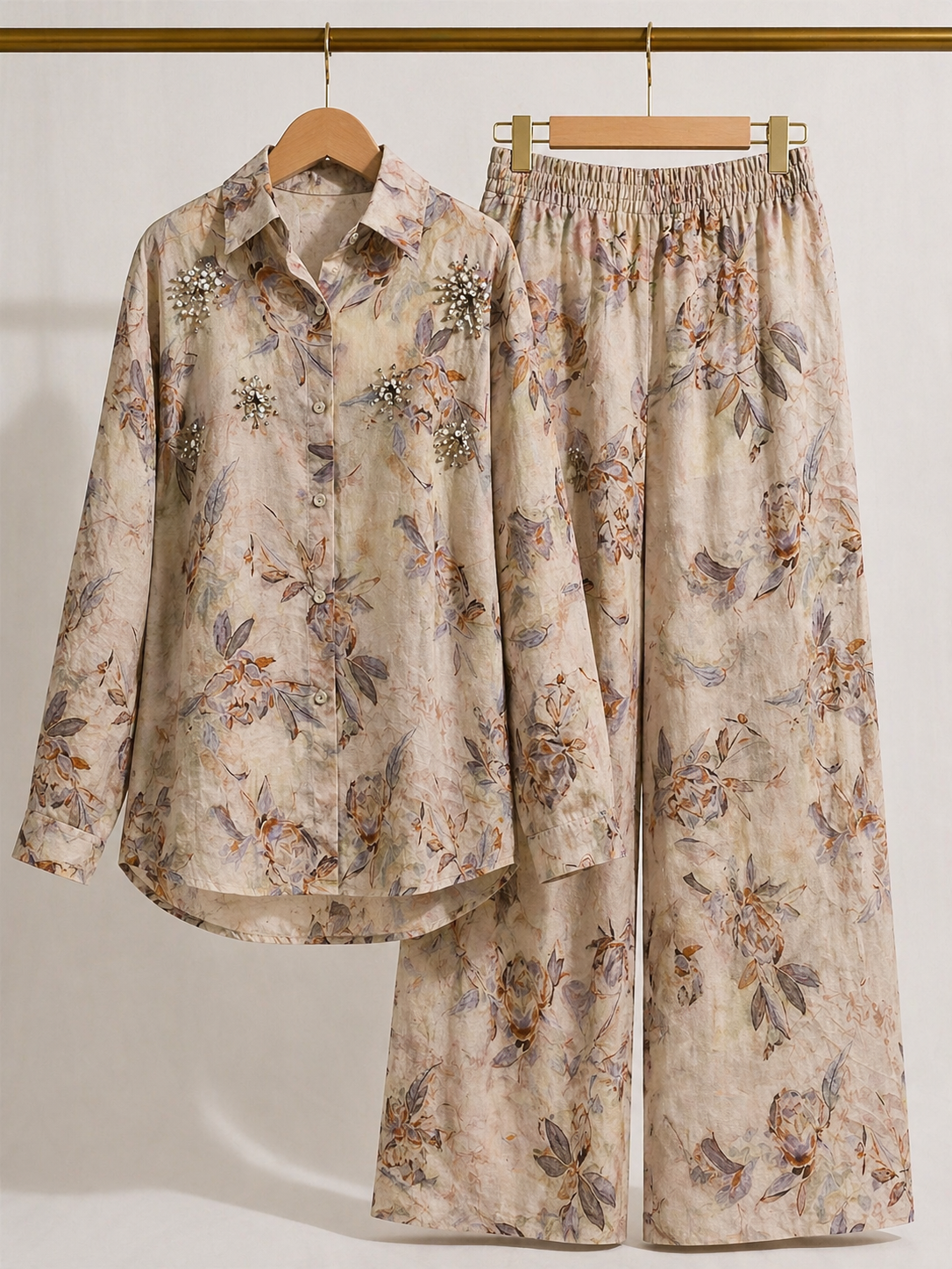 Watercolour floral printed embellished coord