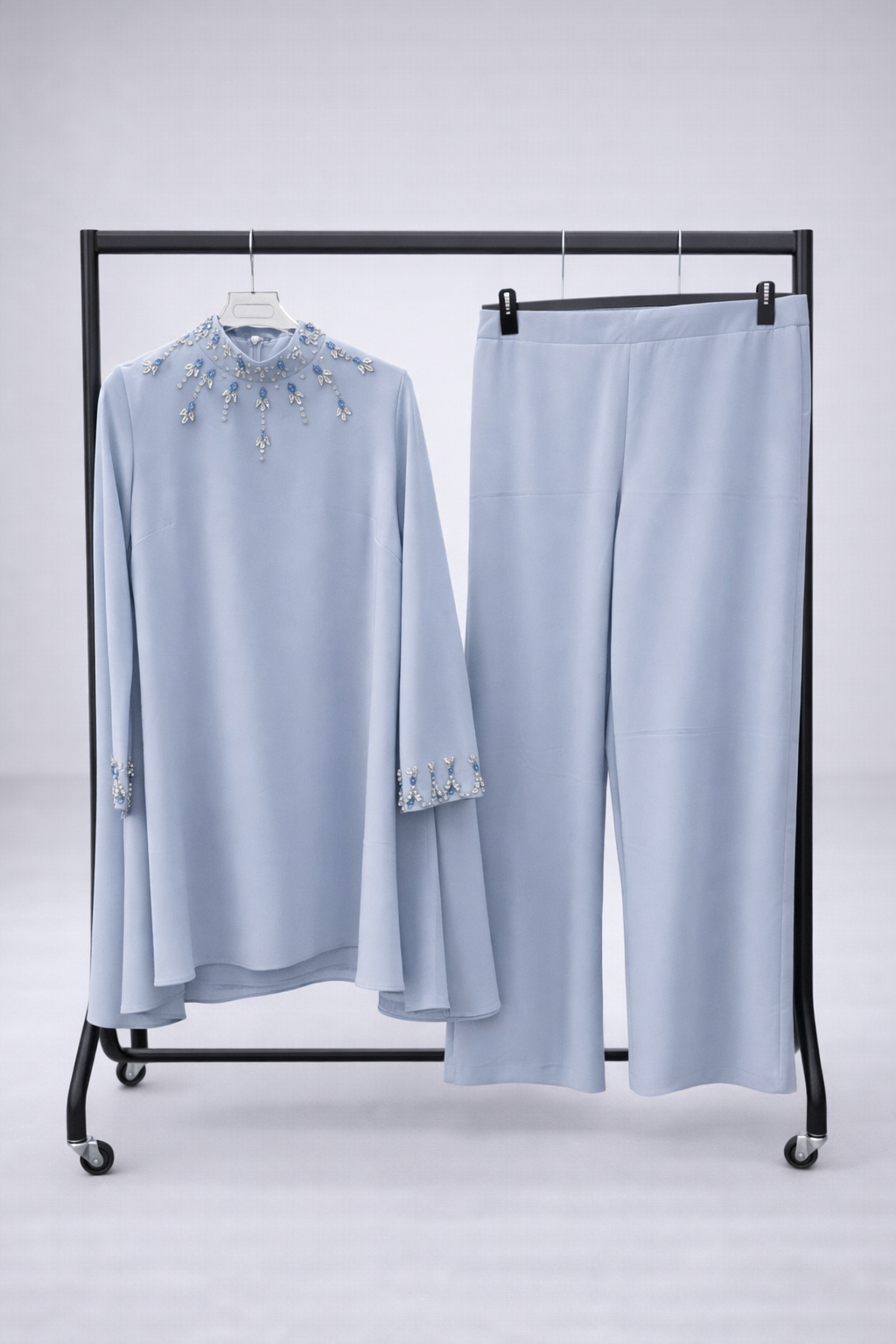 Luxury Beaded Crystal detail occasion wear sets with cape sleeves