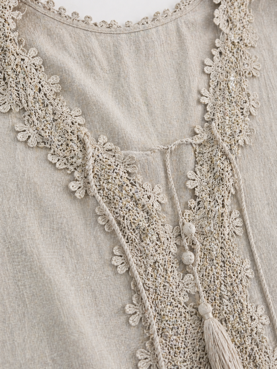 Lace Detailed Neck Cotton Co Ord Set