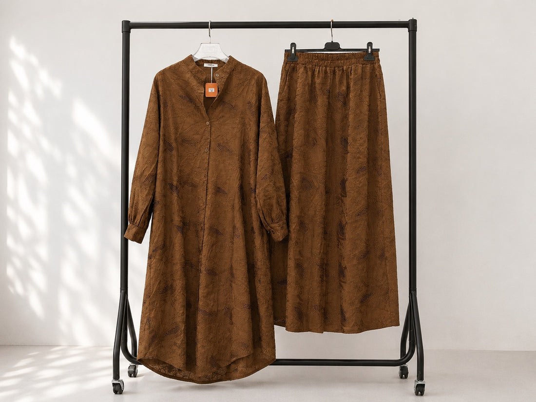 Long Embroidered Cotton Co-Ord Set