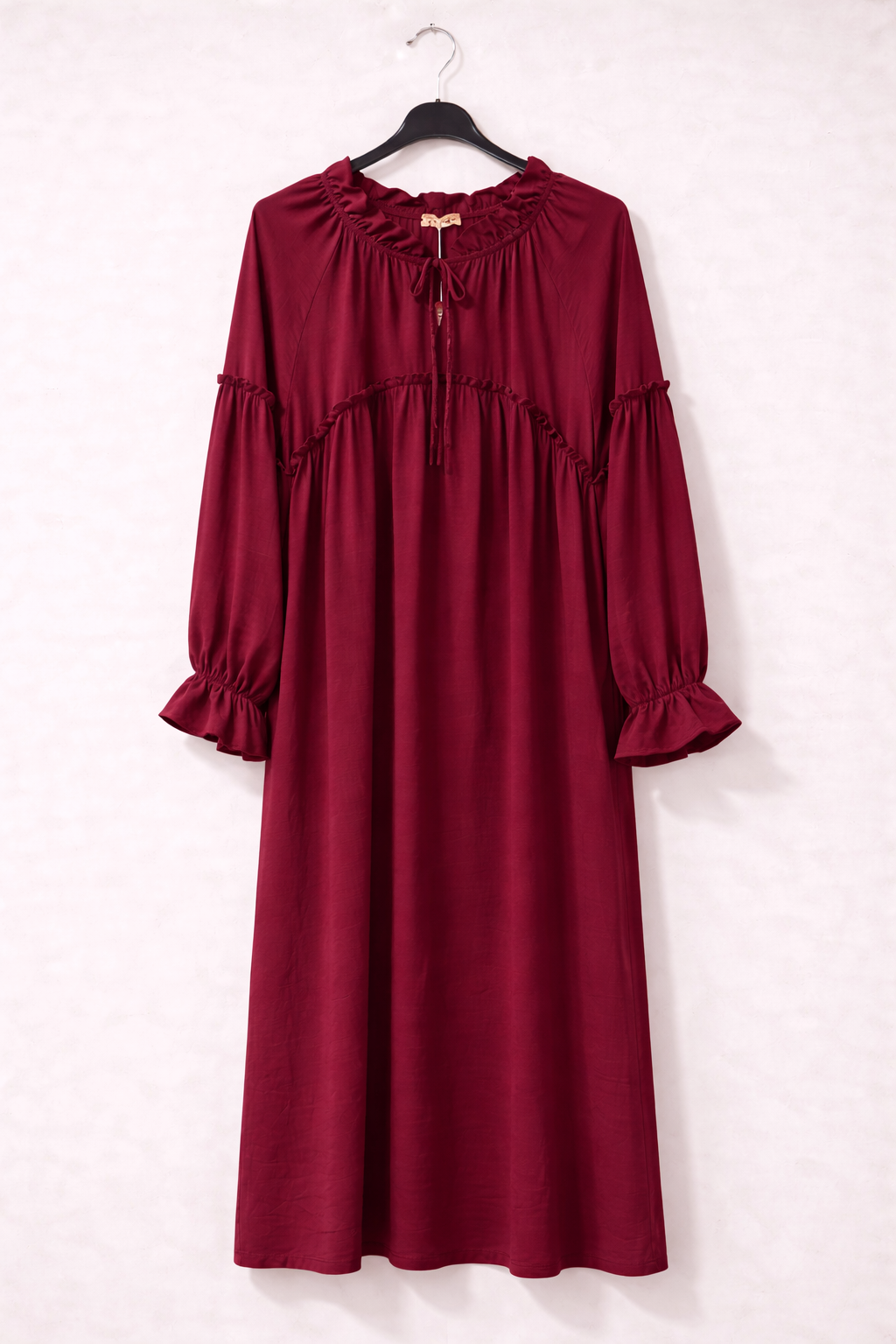 Simple ruffle detail long casual dress