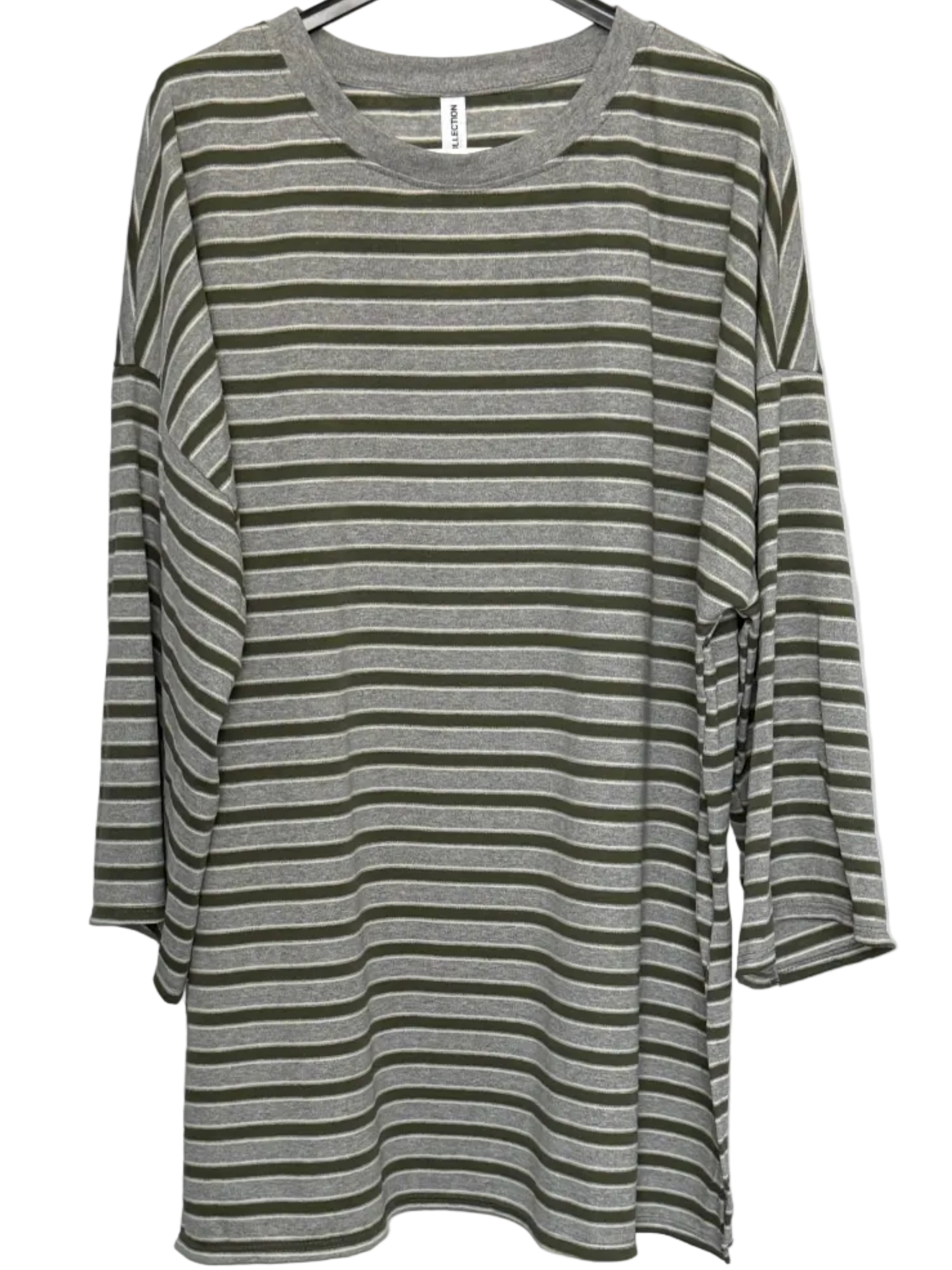 Striped oversized casual everyday cotton blend tshirt