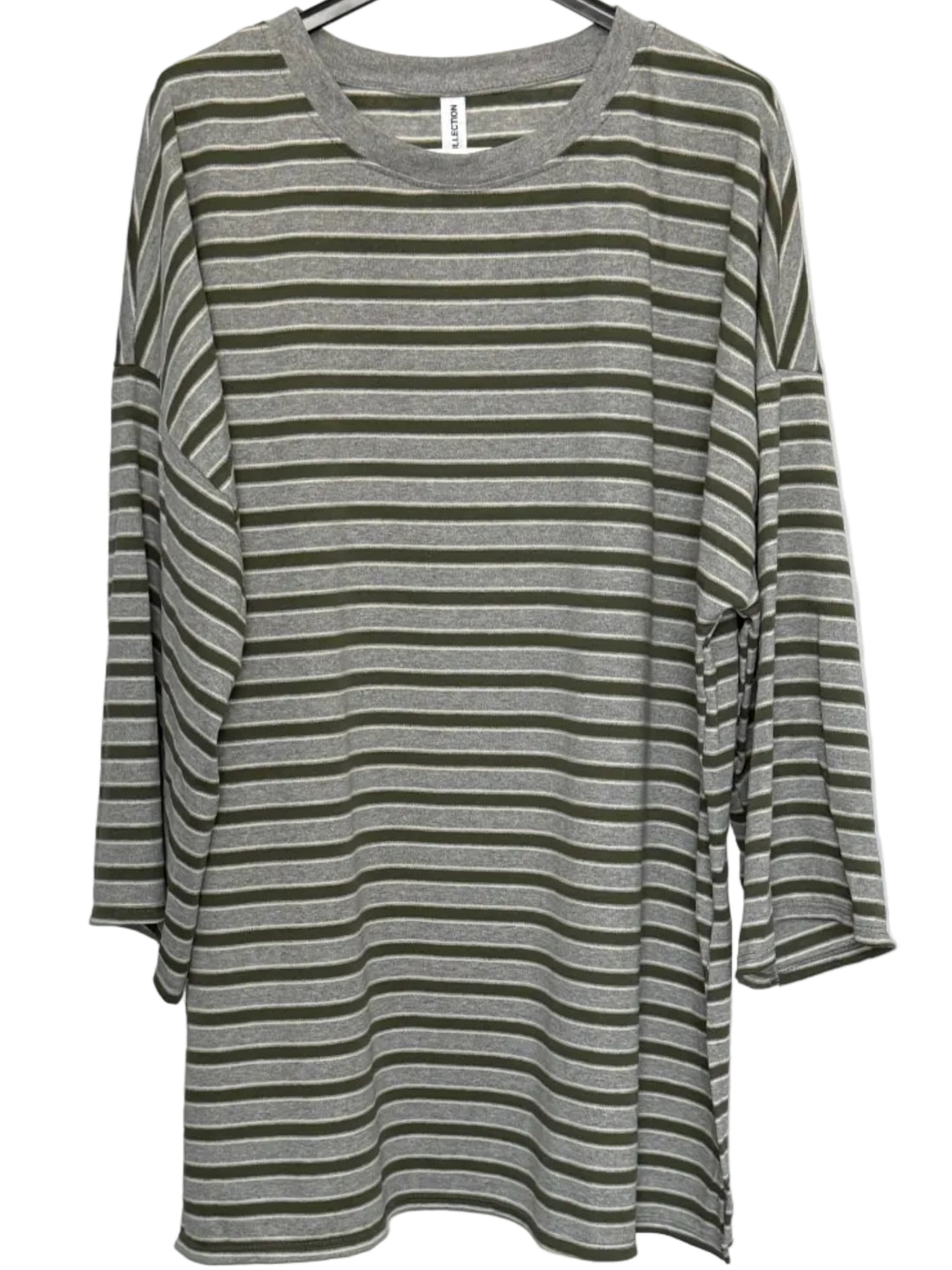 Striped oversized casual everyday cotton blend tshirt
