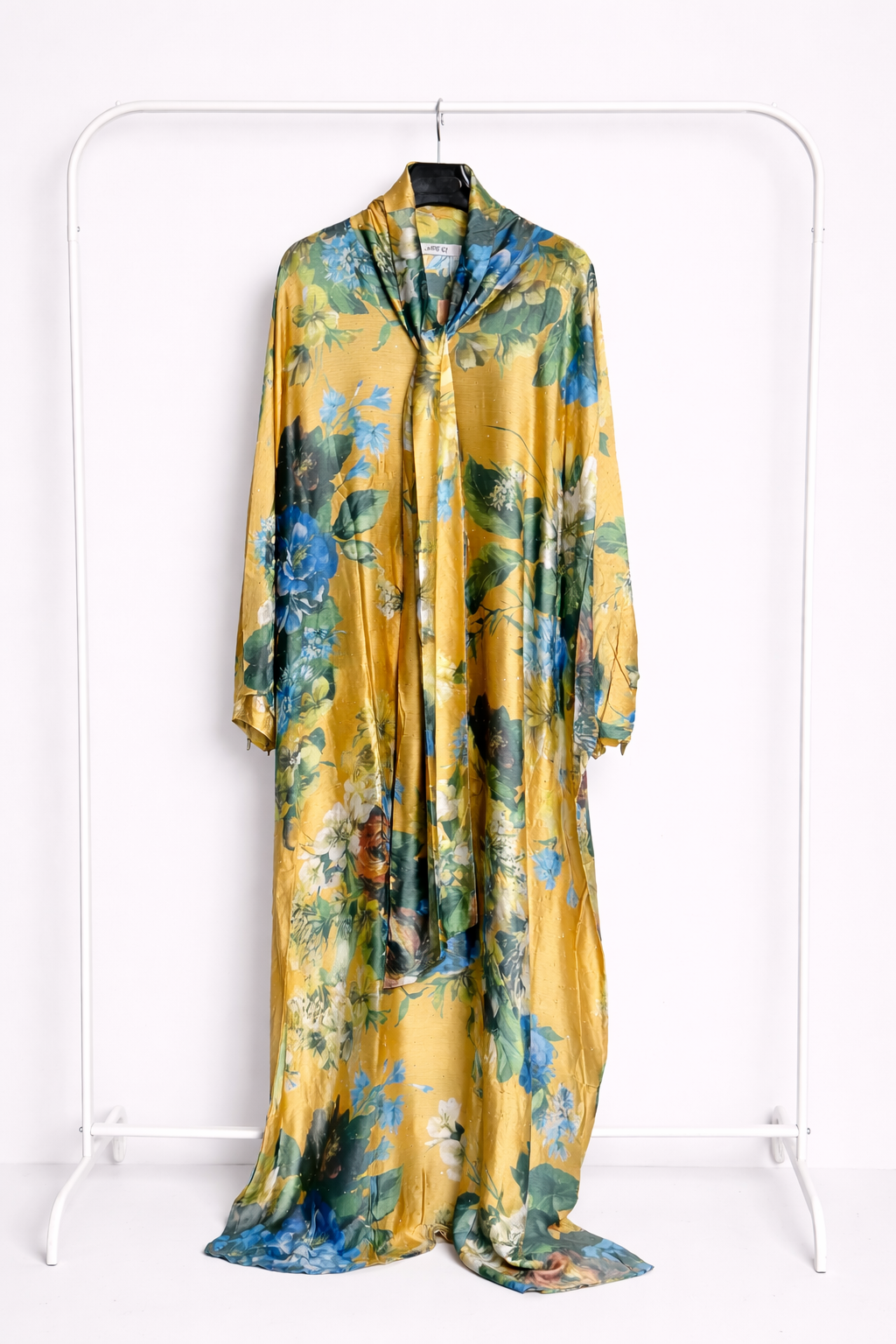 Printed Tie-Neck Embellished Kaftan