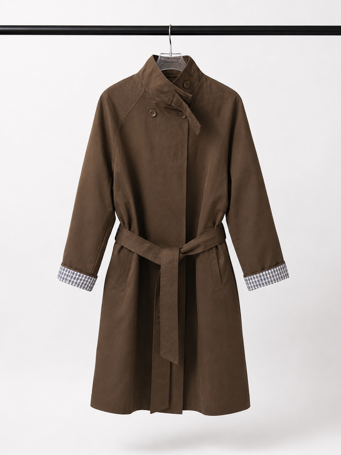 High neck lightweight casual belted jacket