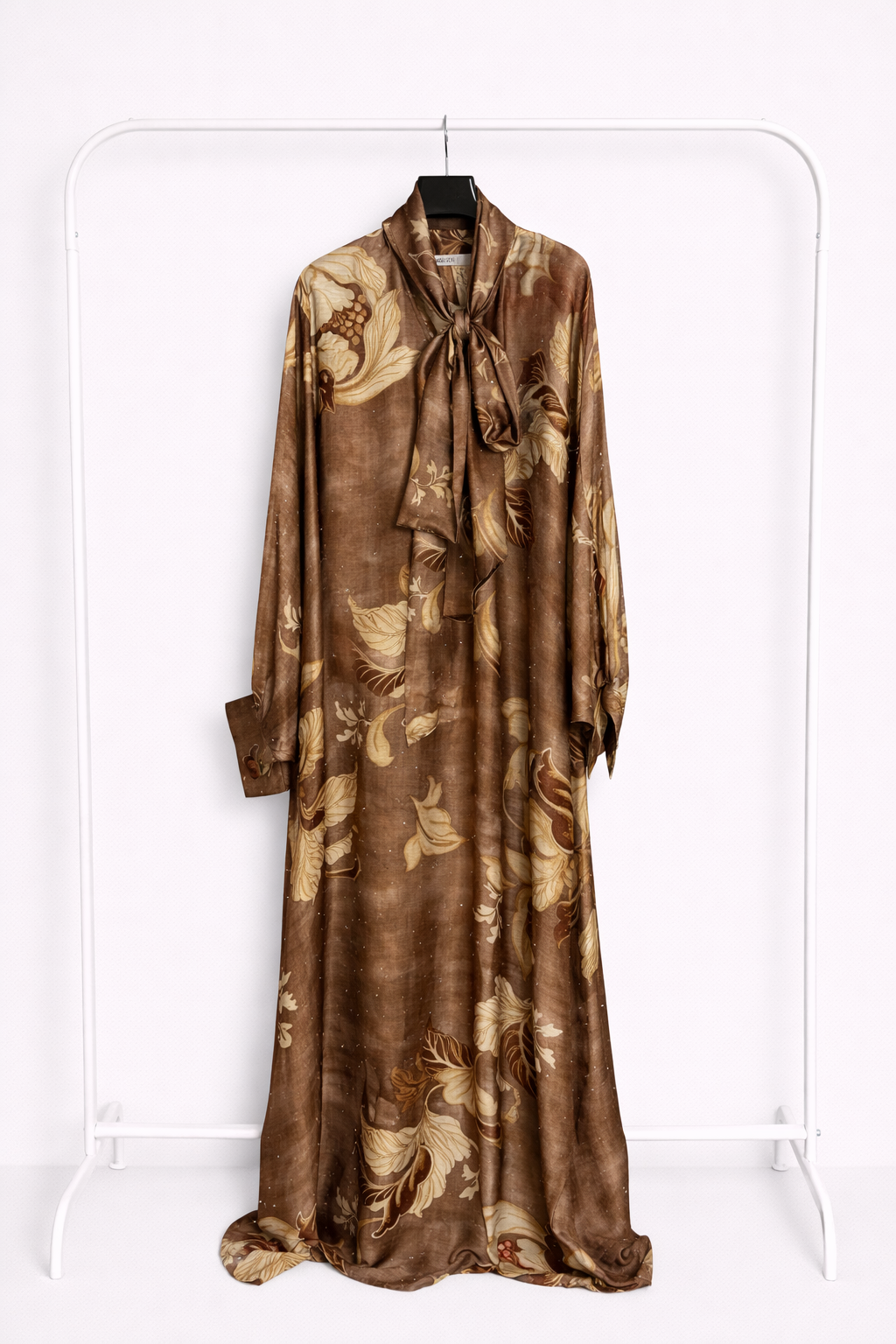 Printed Tie-Neck Embellished Kaftan