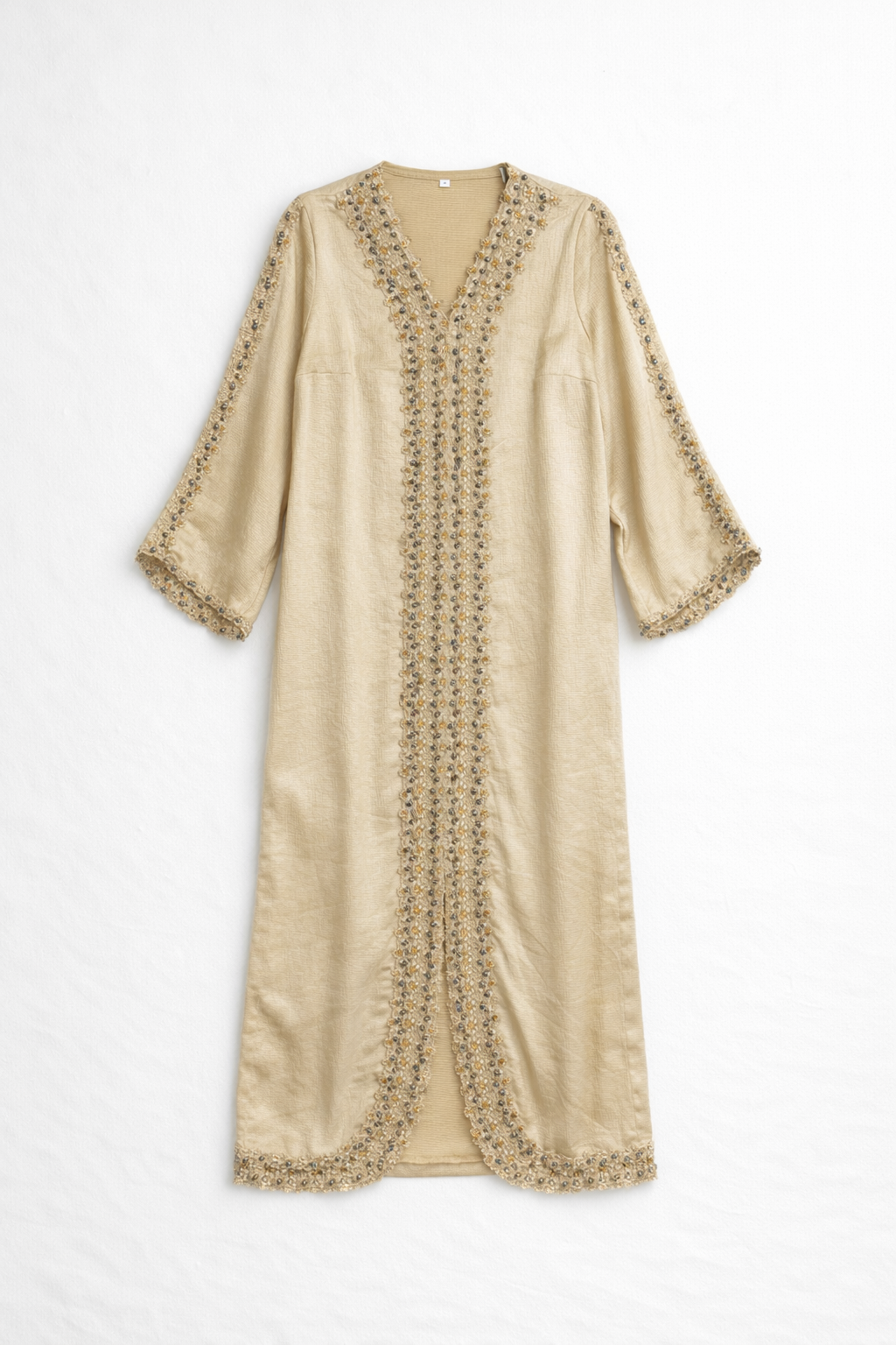 Closed lace and bead abaya style modest dress