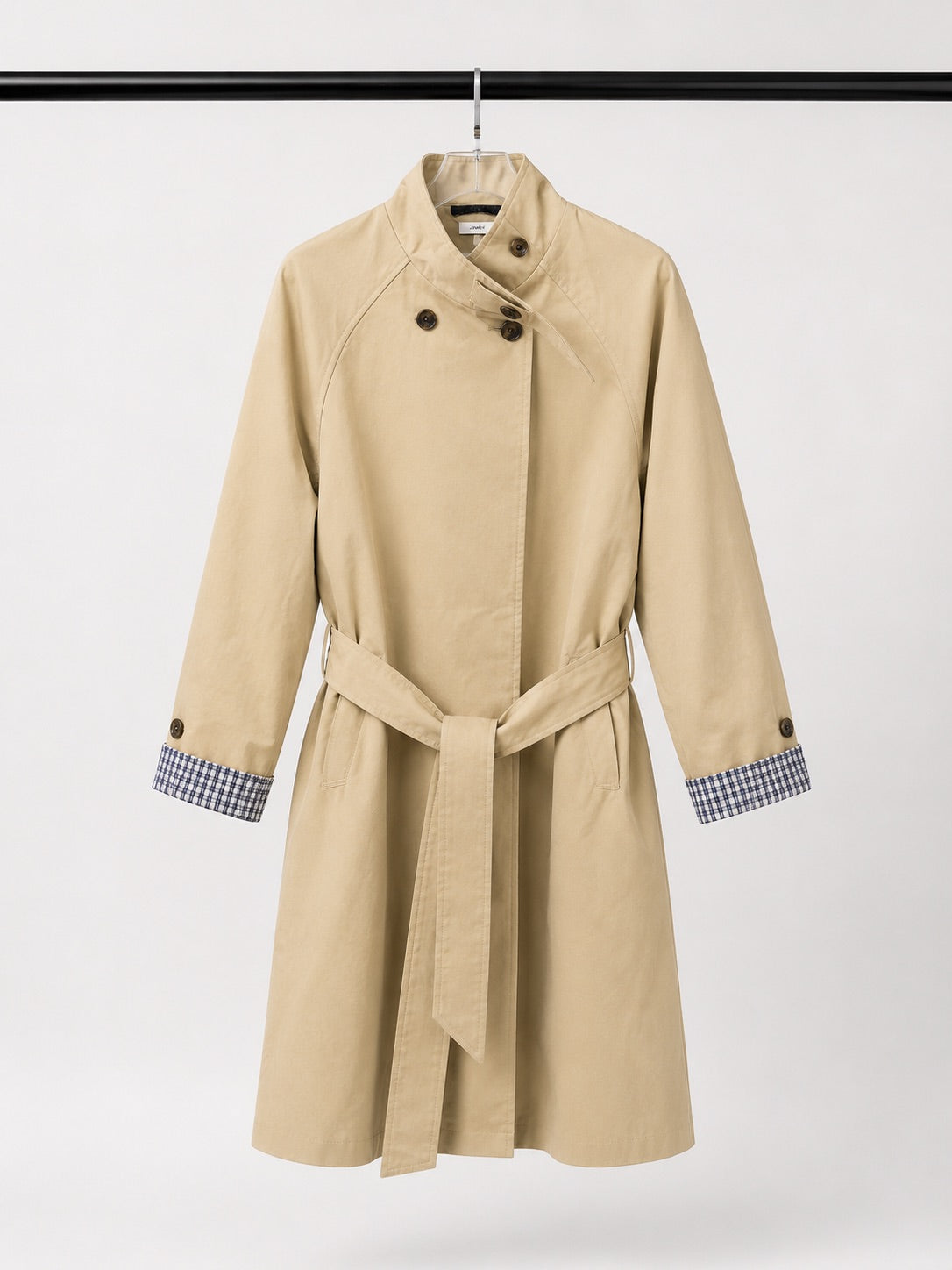 High neck lightweight casual belted jacket
