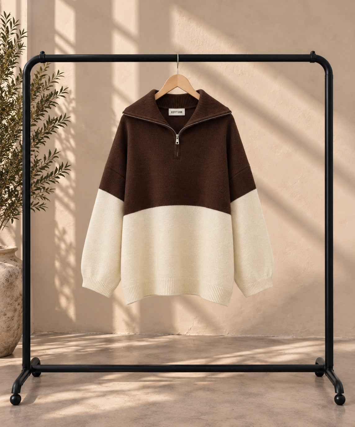Colour Block Half Zip Knit